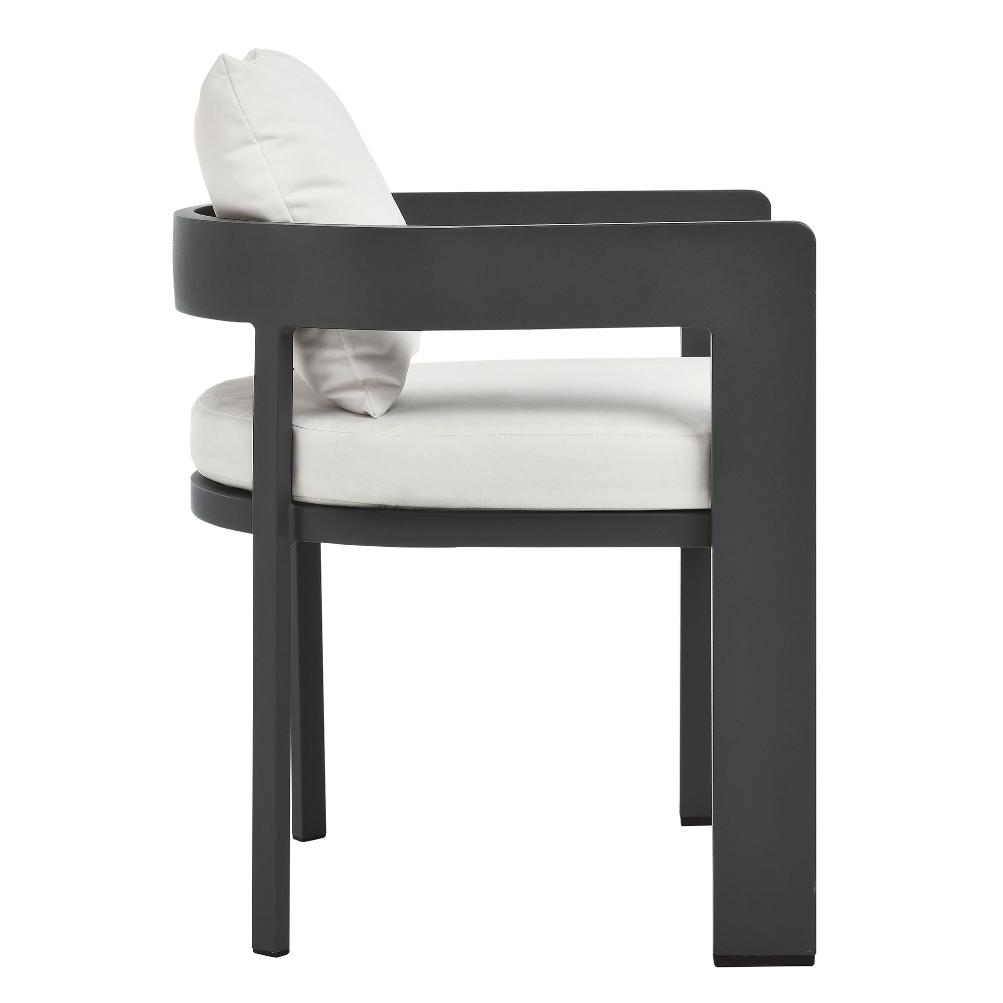 Tahoe Outdoor Patio Aluminum Dining Chair, Gray White