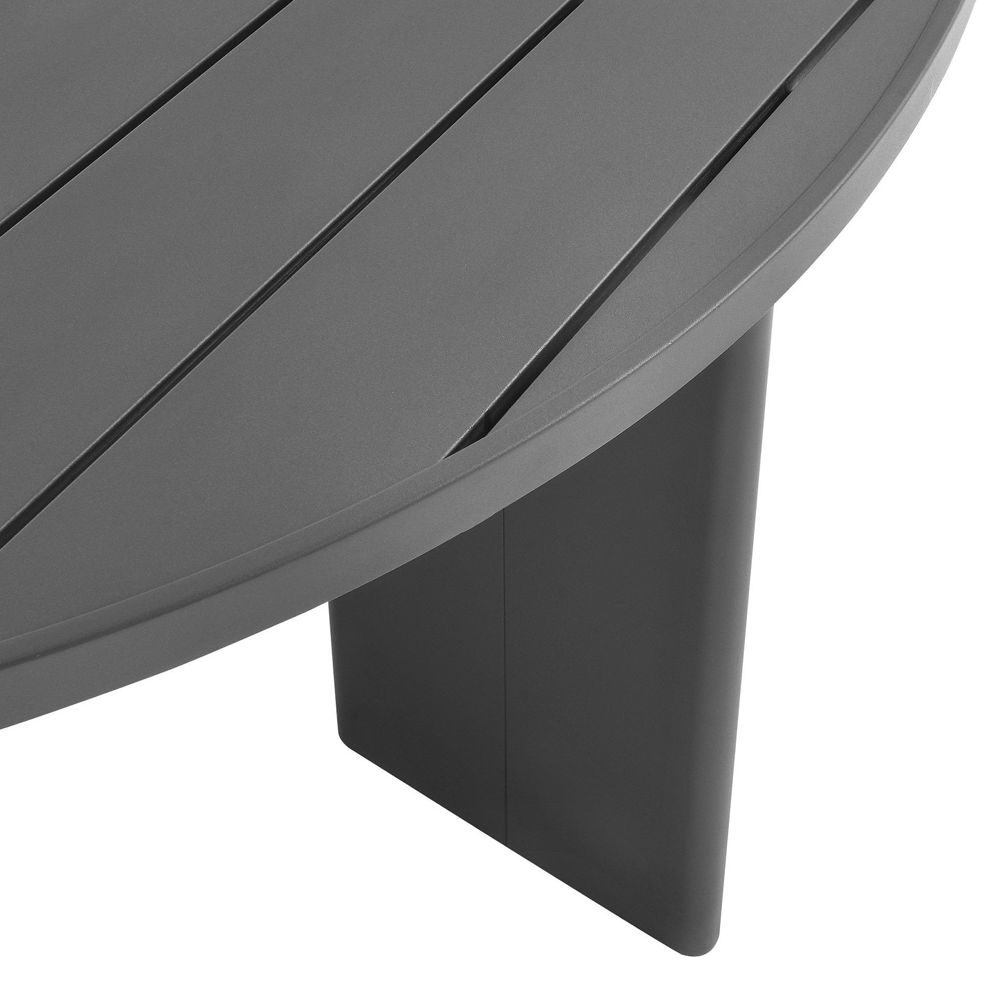 Tahoe Round Outdoor Patio Aluminum Dining Table, Gray