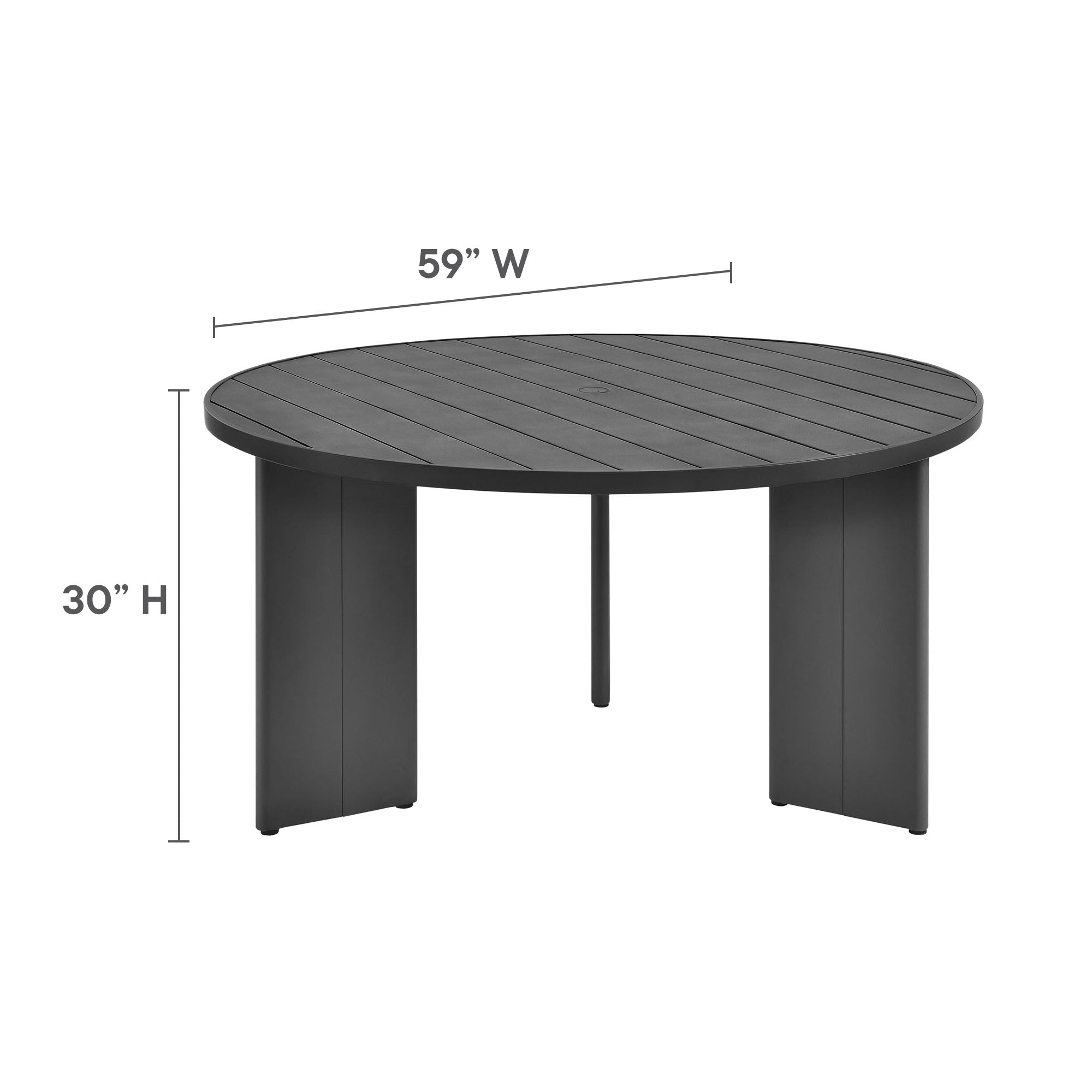Tahoe Round Outdoor Patio Aluminum Dining Table, Gray