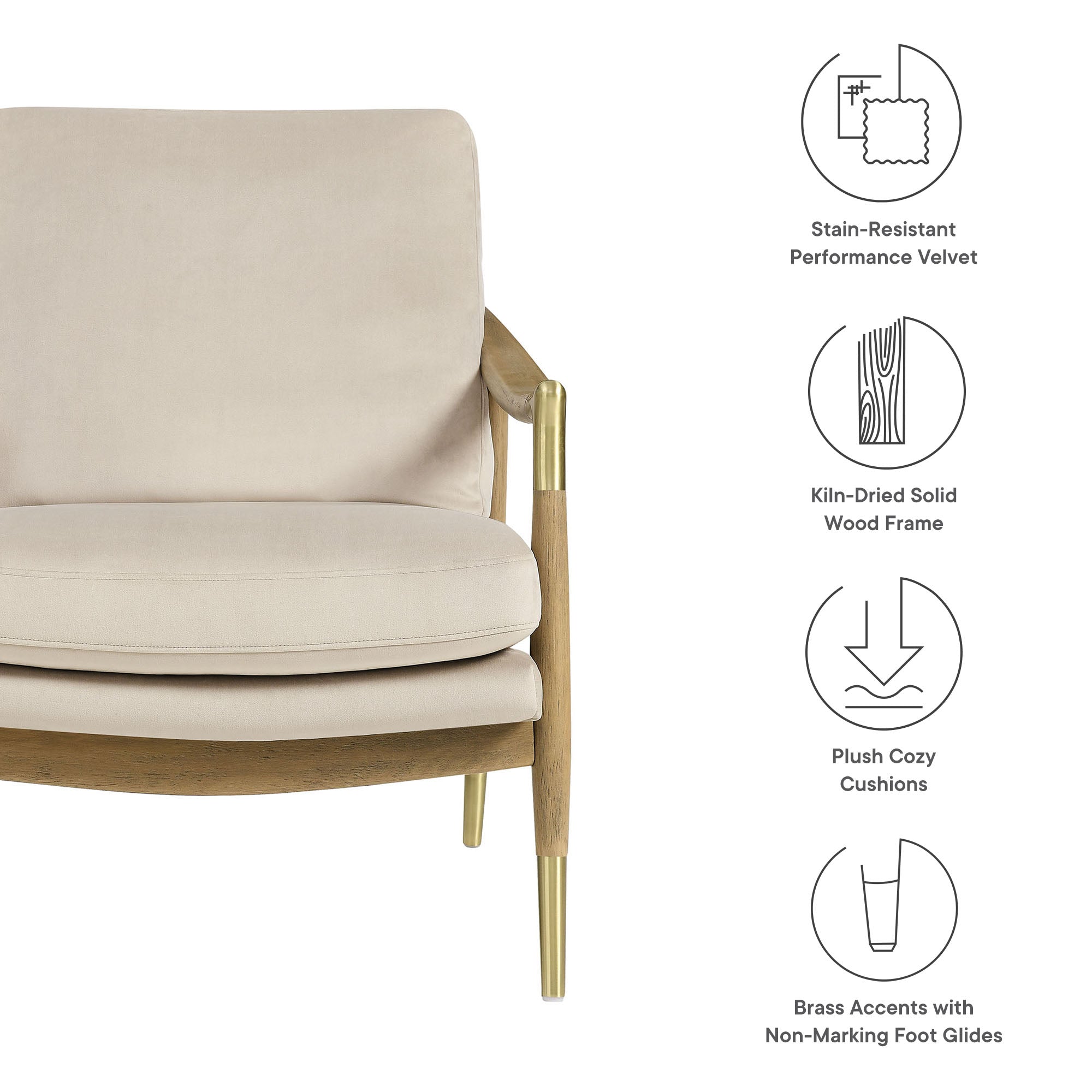 Langford Performance Velvet Accent Armchair, Almond Walnut