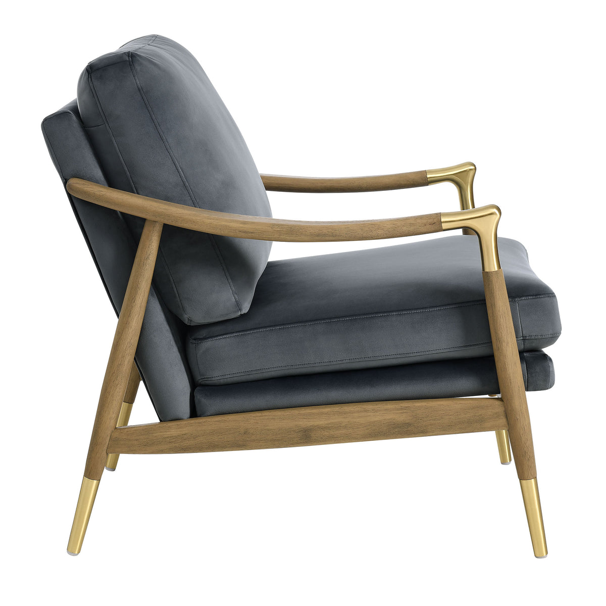 Langford Performance Velvet Accent Armchair, Cadet Blue Walnut