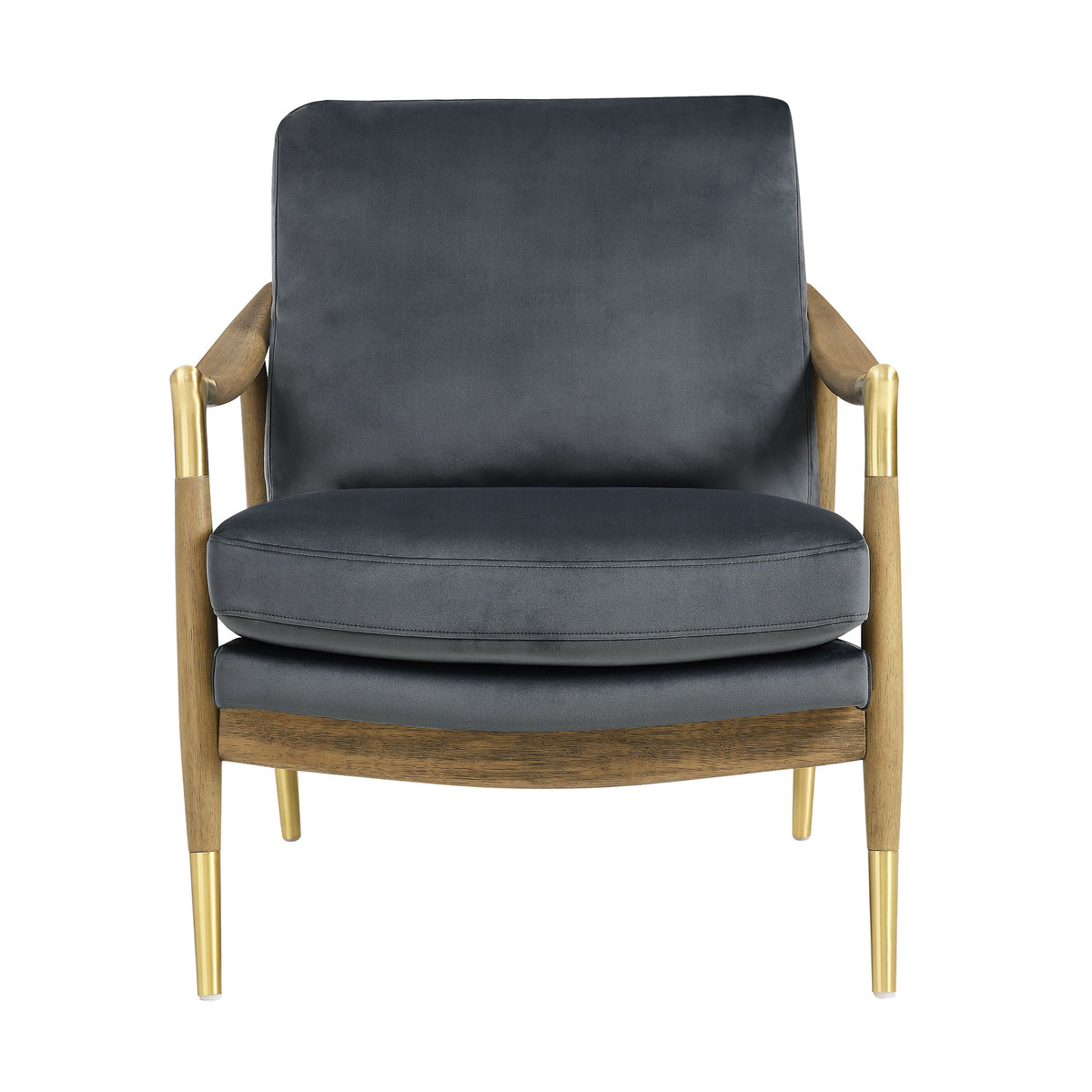 Langford Performance Velvet Accent Armchair, Cadet Blue Walnut