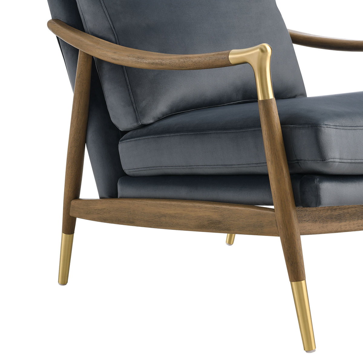 Langford Performance Velvet Accent Armchair, Cadet Blue Walnut