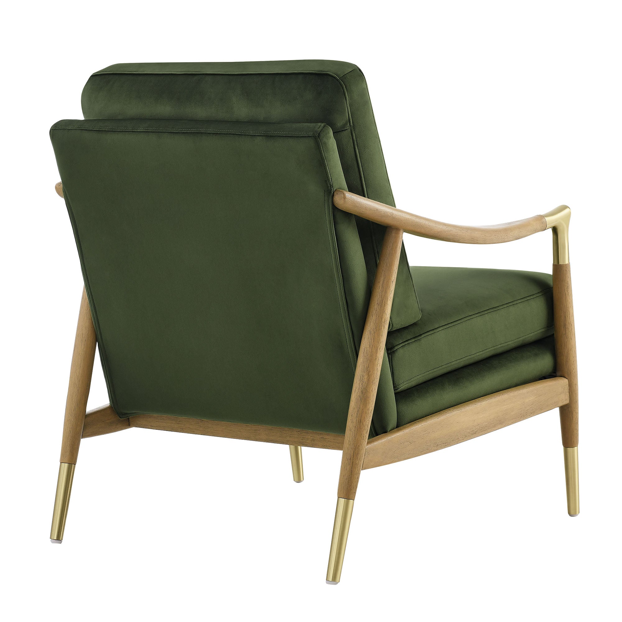 Langford Performance Velvet Accent Armchair, Moss Green Walnut