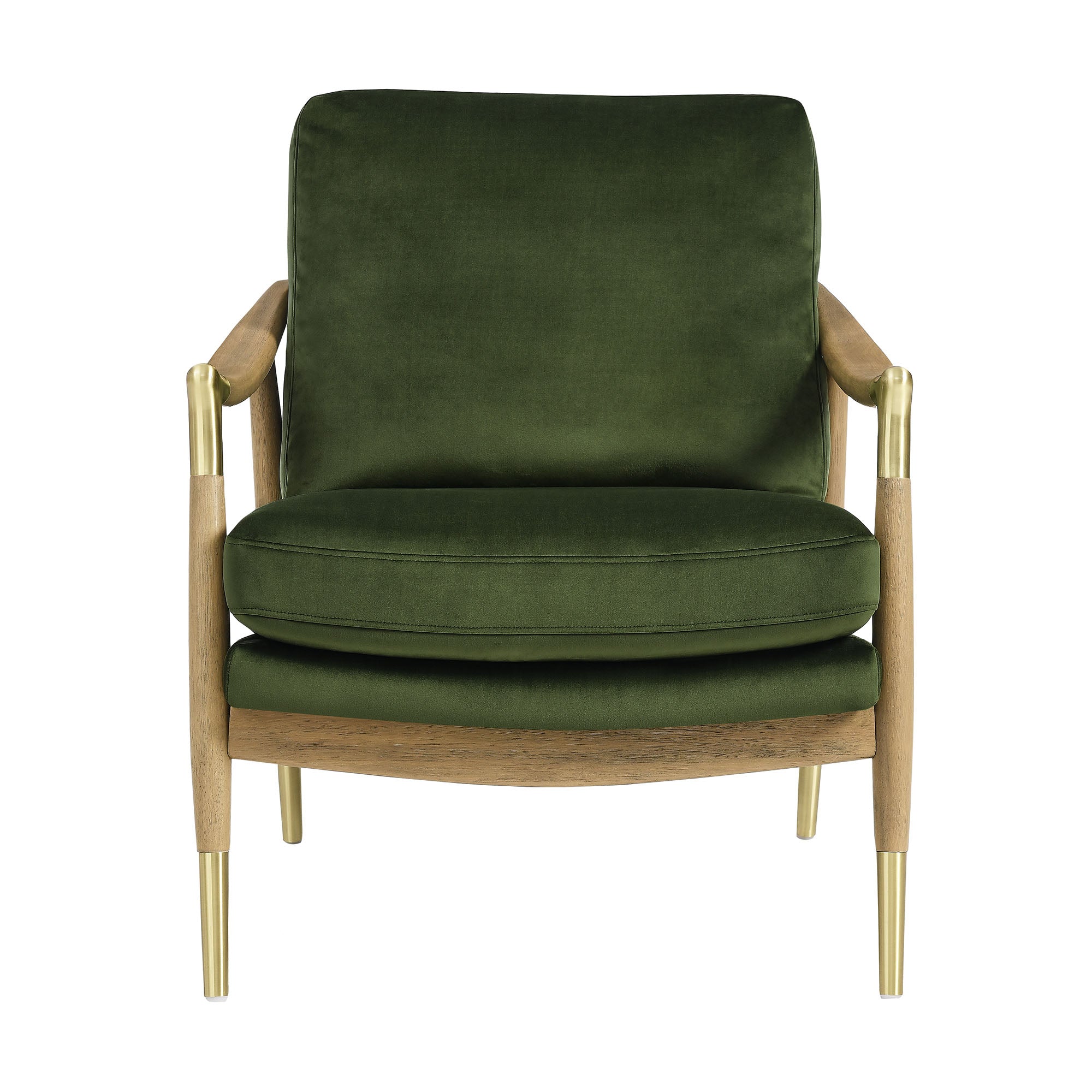 Langford Performance Velvet Accent Armchair, Moss Green Walnut