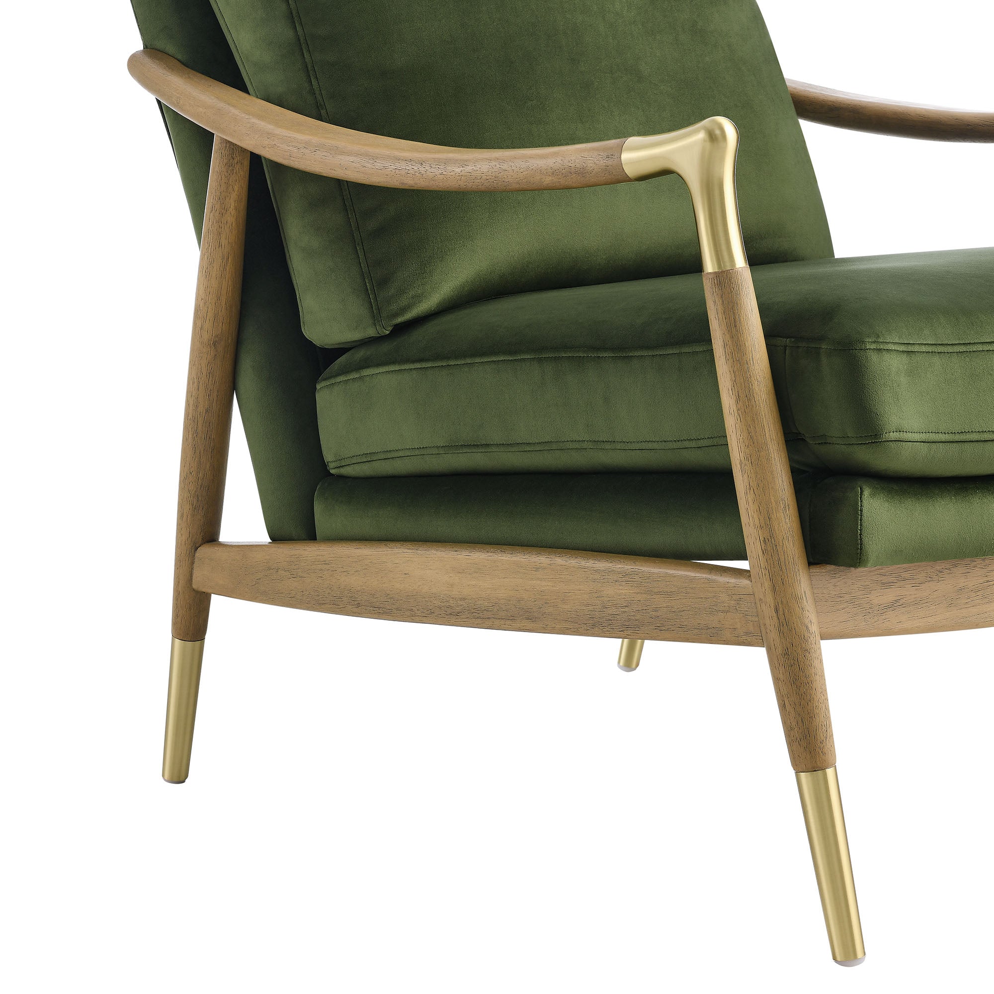 Langford Performance Velvet Accent Armchair, Moss Green Walnut