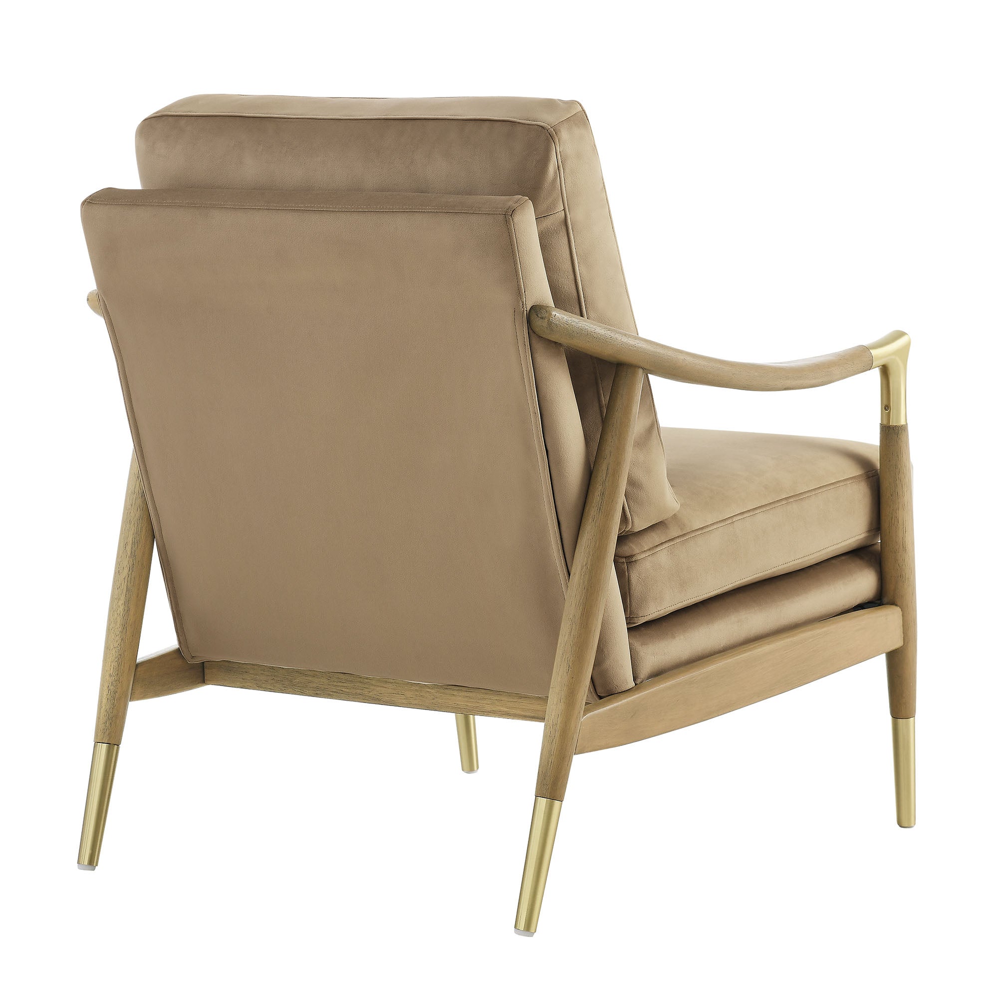 Langford Performance Velvet Accent Armchair, Taupe Walnut