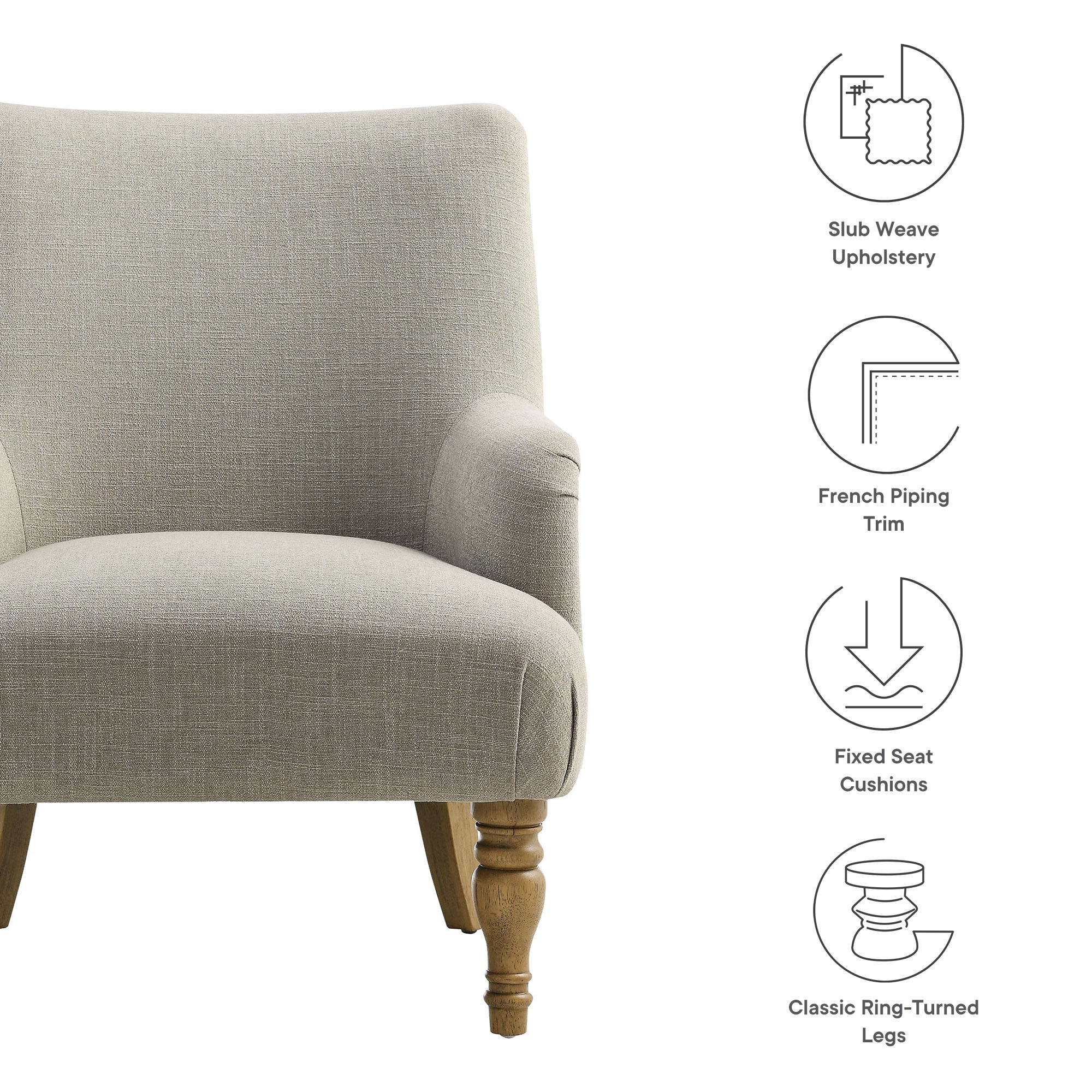Ellington Fabric Upholstered Accent Armchair, Linen