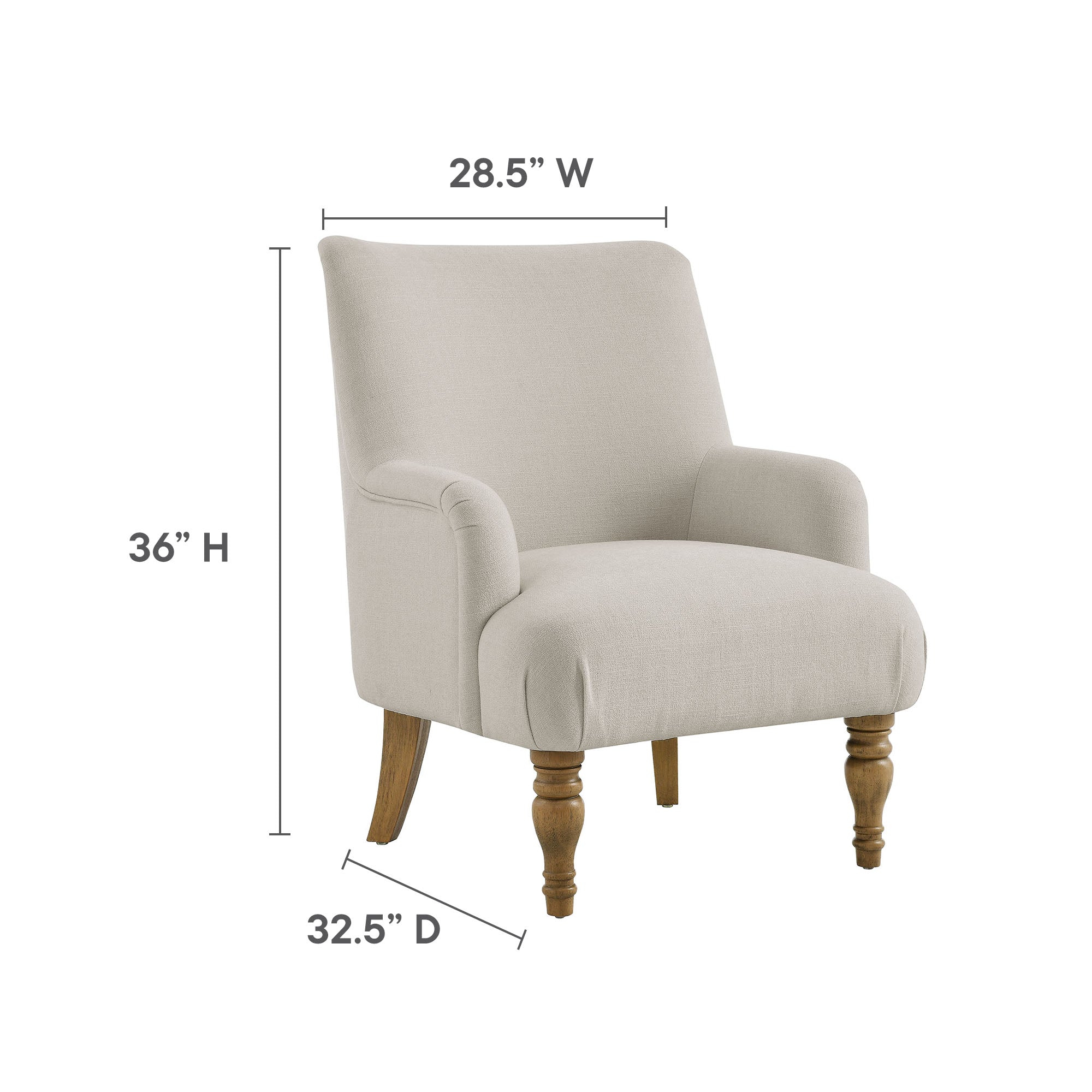 Ellington Fabric Upholstered Accent Armchair, Salt