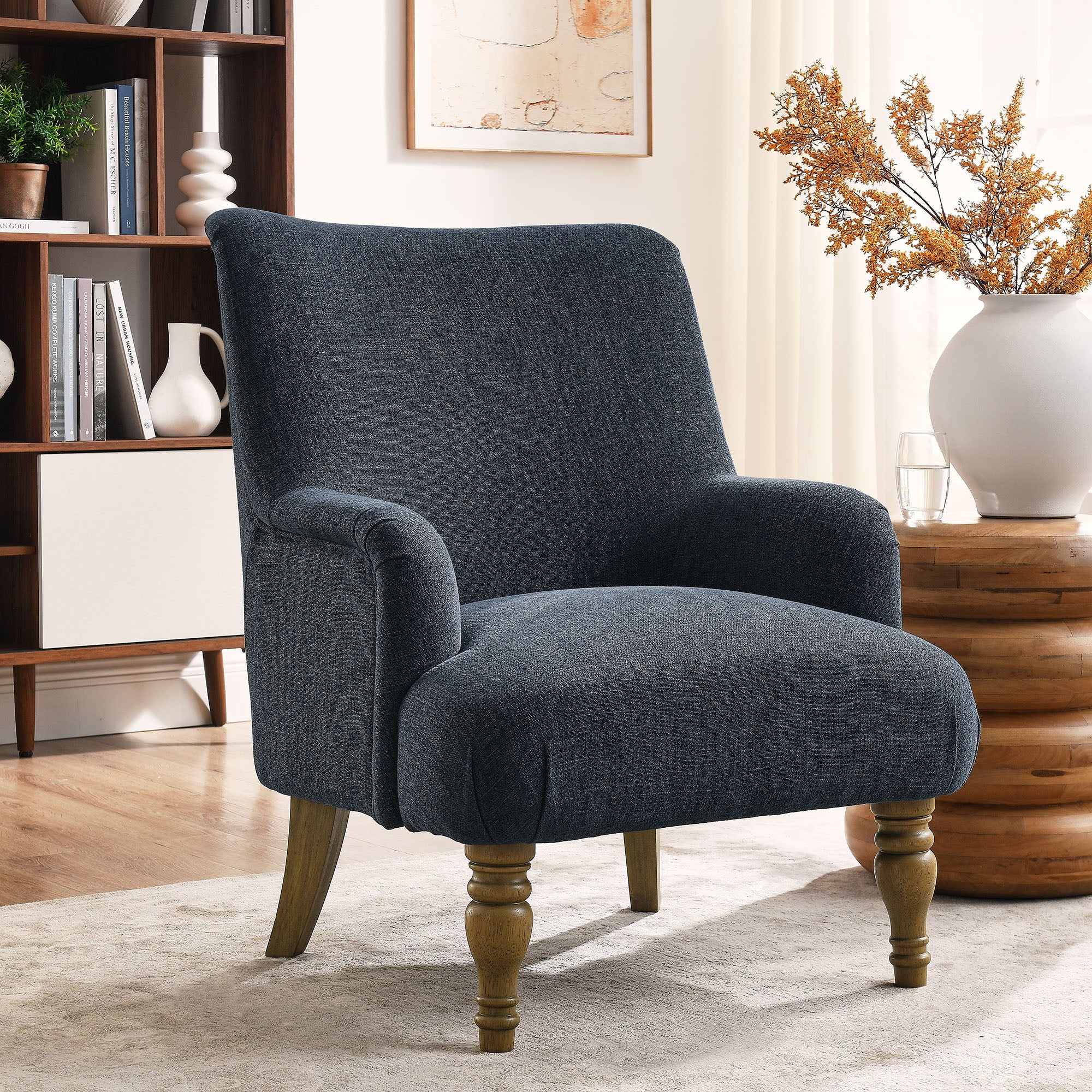 Ellington Fabric Upholstered Accent Armchair, Slate Blue
