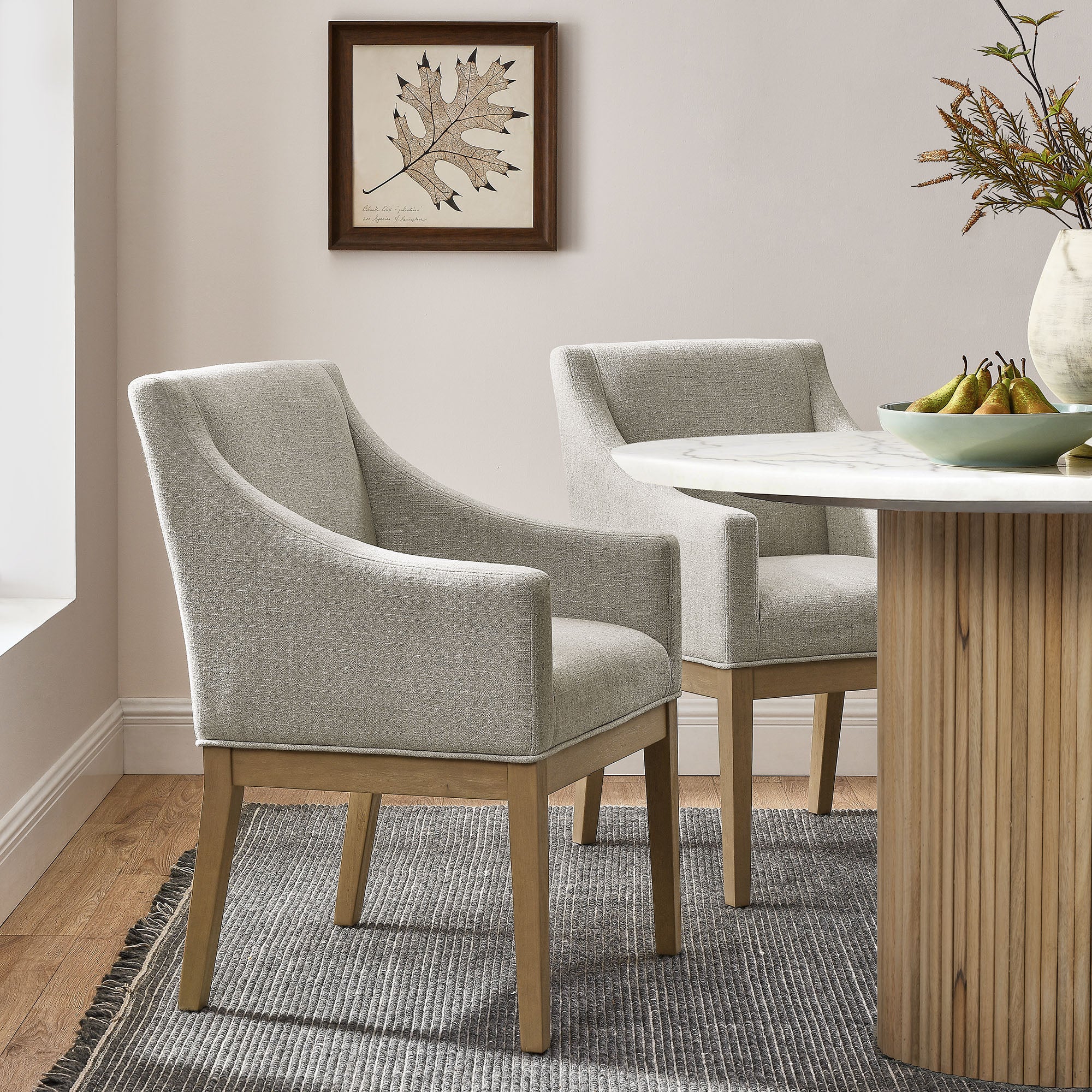 Alton Fabric Upholstered Dining Armchair, Linen Natural