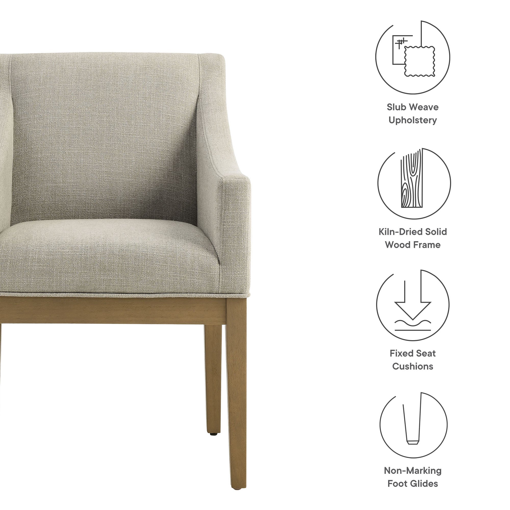 Alton Fabric Upholstered Dining Armchair, Linen Natural