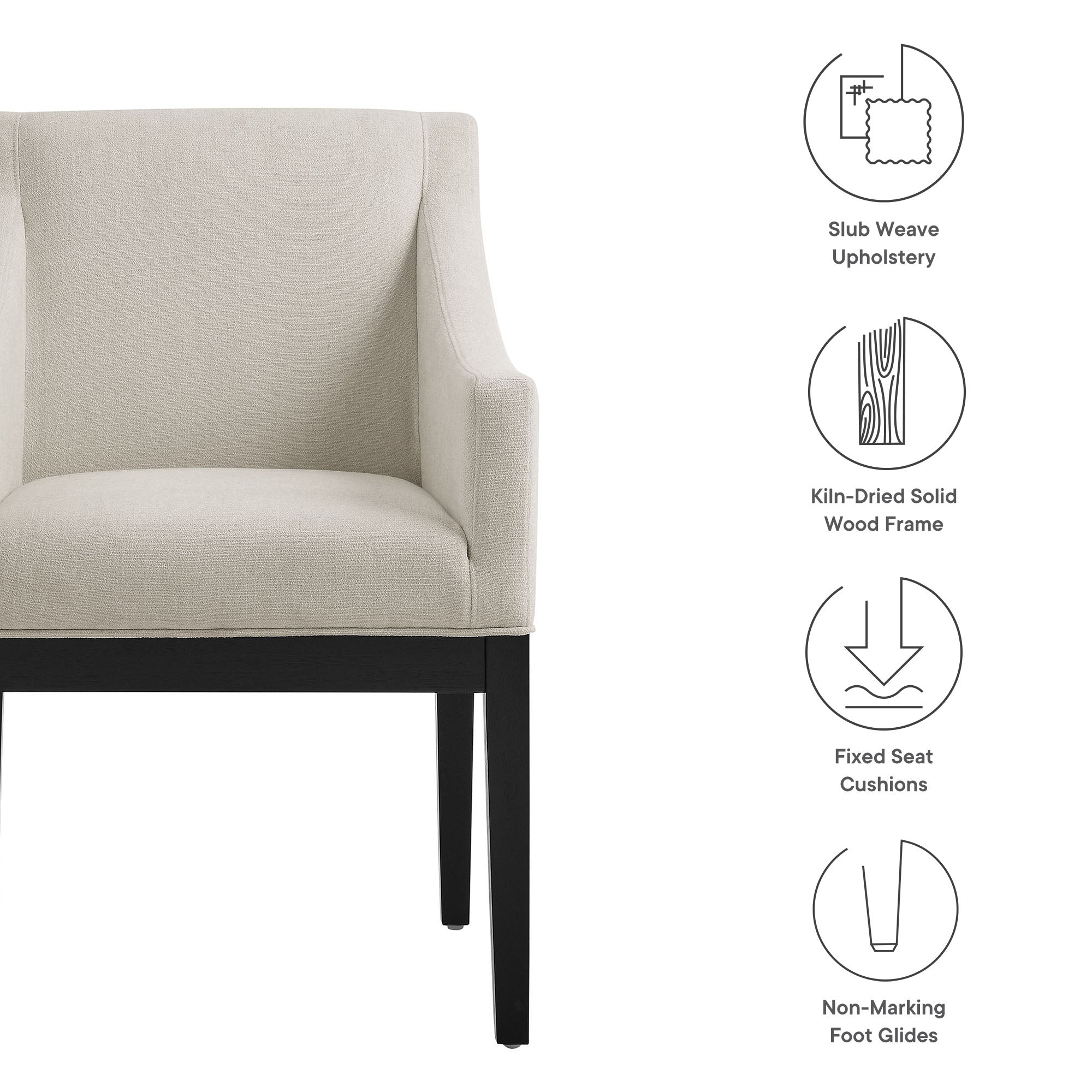 Alton Fabric Upholstered Dining Armchair, Salt Black