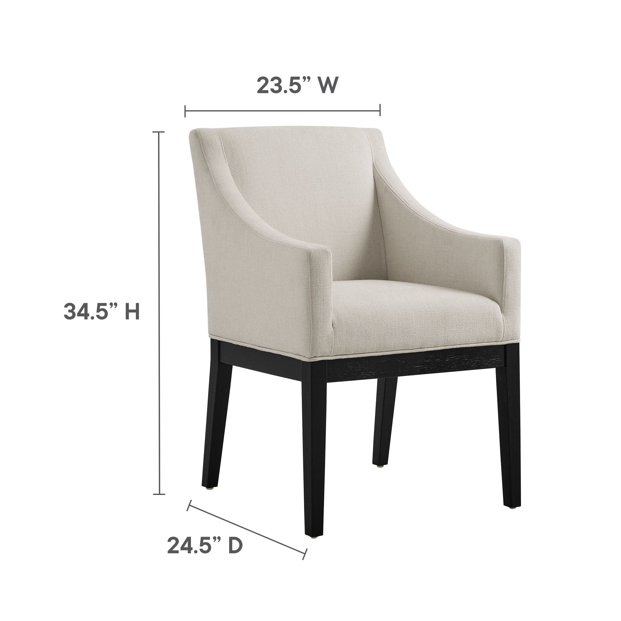 Alton Fabric Upholstered Dining Armchair, Salt Black