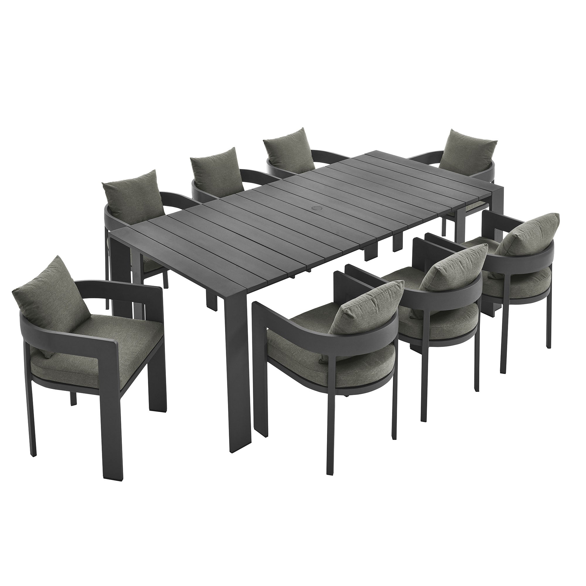 Tahoe 9-Piece Outdoor Patio Aluminum Dining Set, Gray Charcoal