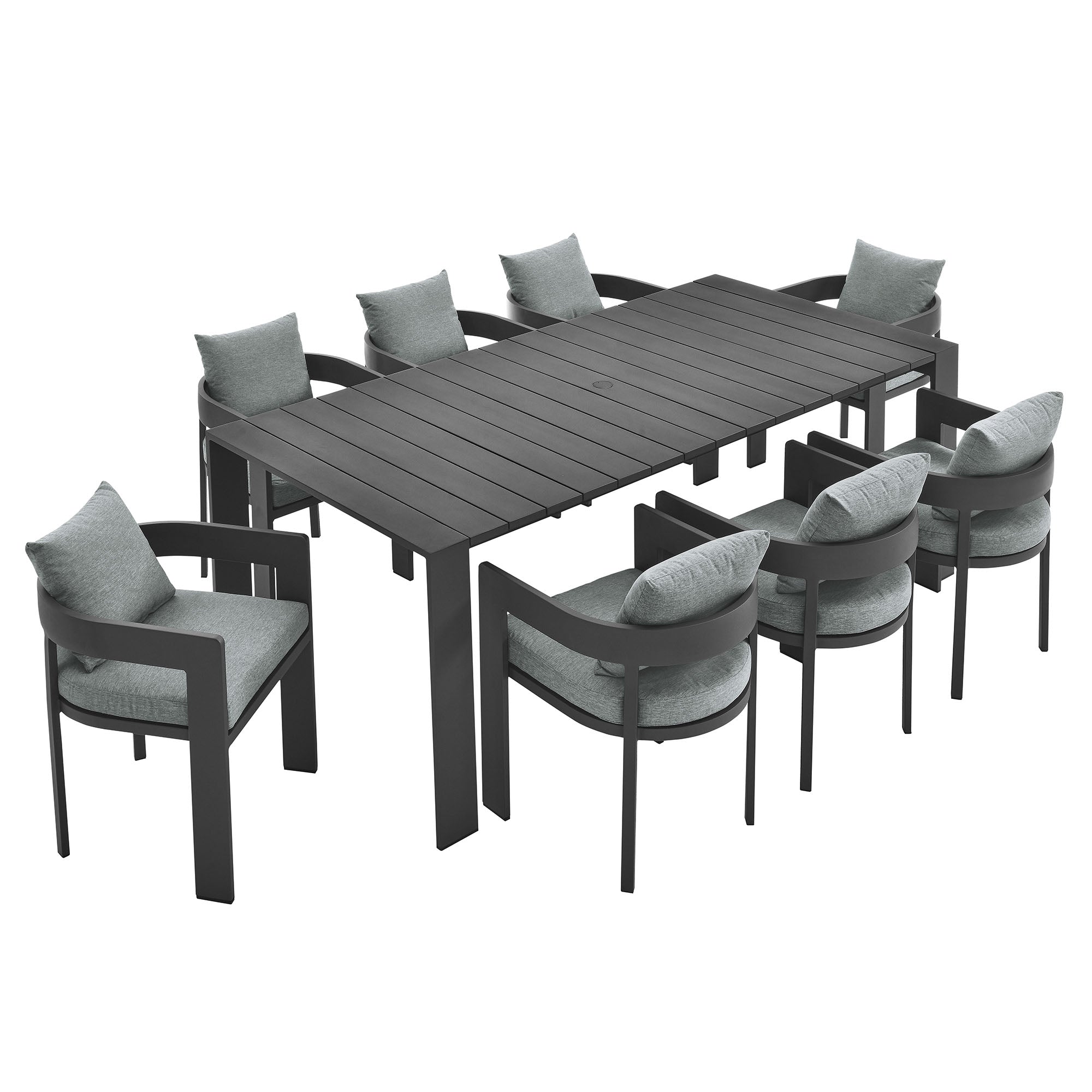 Tahoe 9-Piece Outdoor Patio Aluminum Dining Set, Gray Gray
