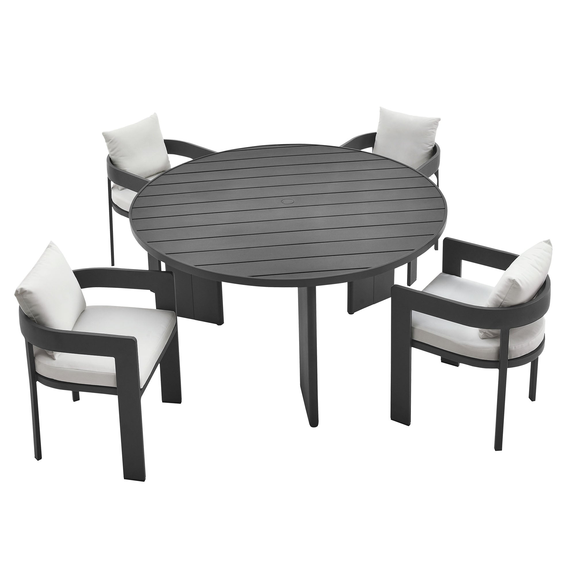 Tahoe 5-Piece Outdoor Patio Aluminum Dining Set, Gray White