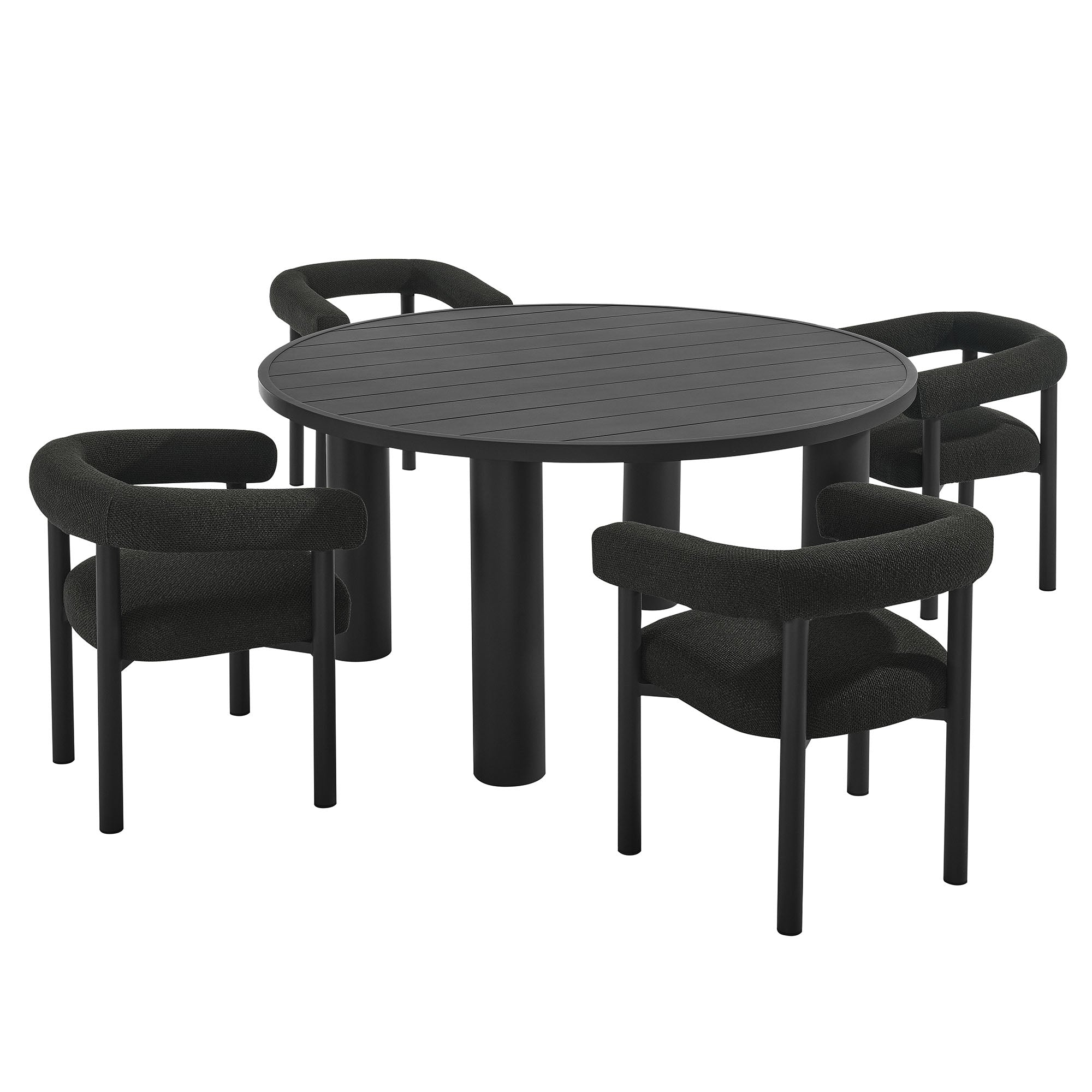 Nautica 5-Piece Round Outdoor Patio Aluminum Dining Table and Chairs Set, Charcoal Graphite