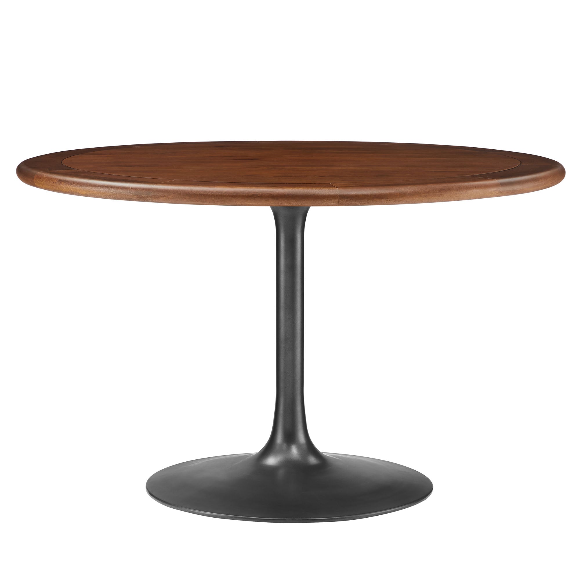 Lippa 48" Round Pedestal Solid Wood Dining Table, Black Walnut