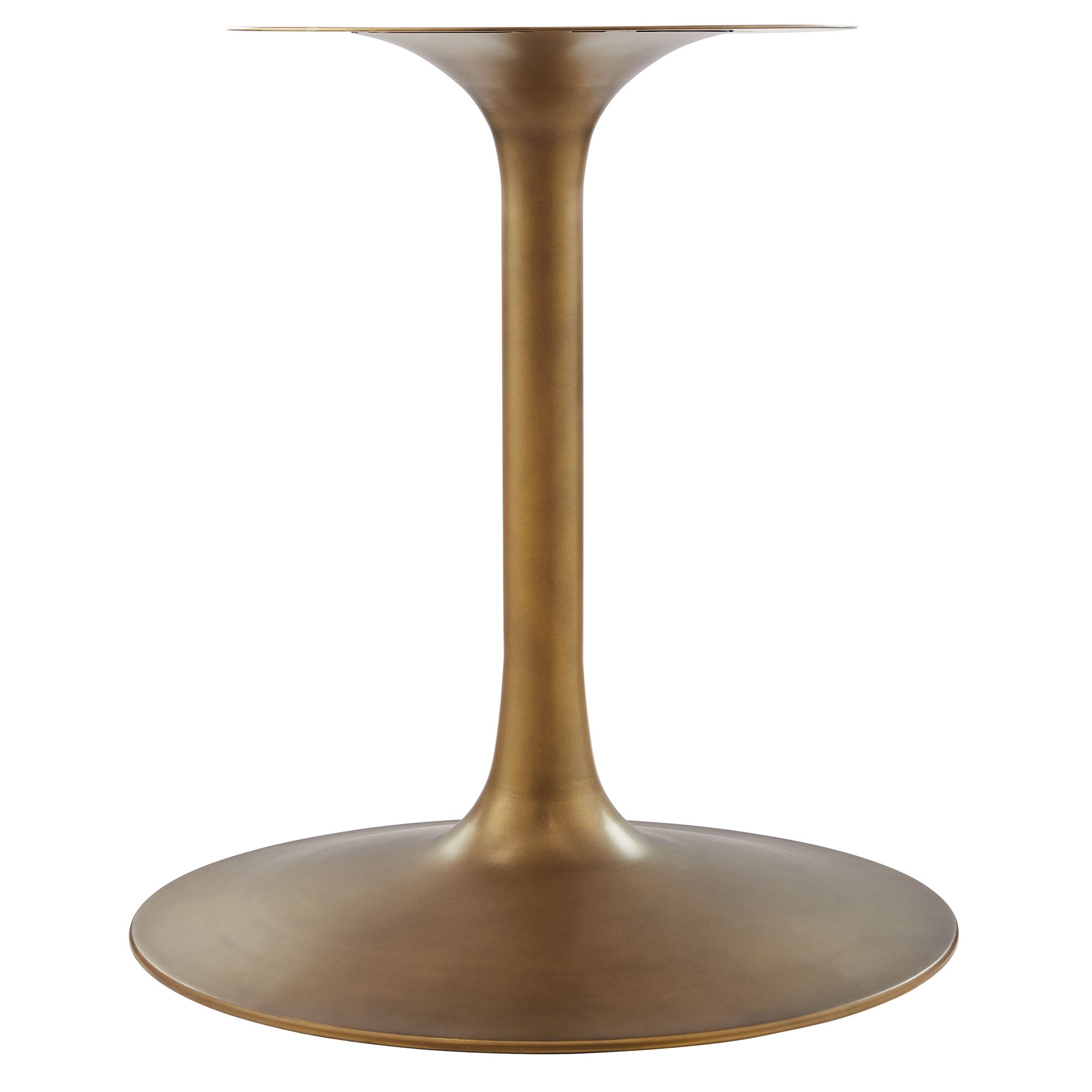 Lippa 48" Round Pedestal Solid Wood Dining Table, Brass Walnut