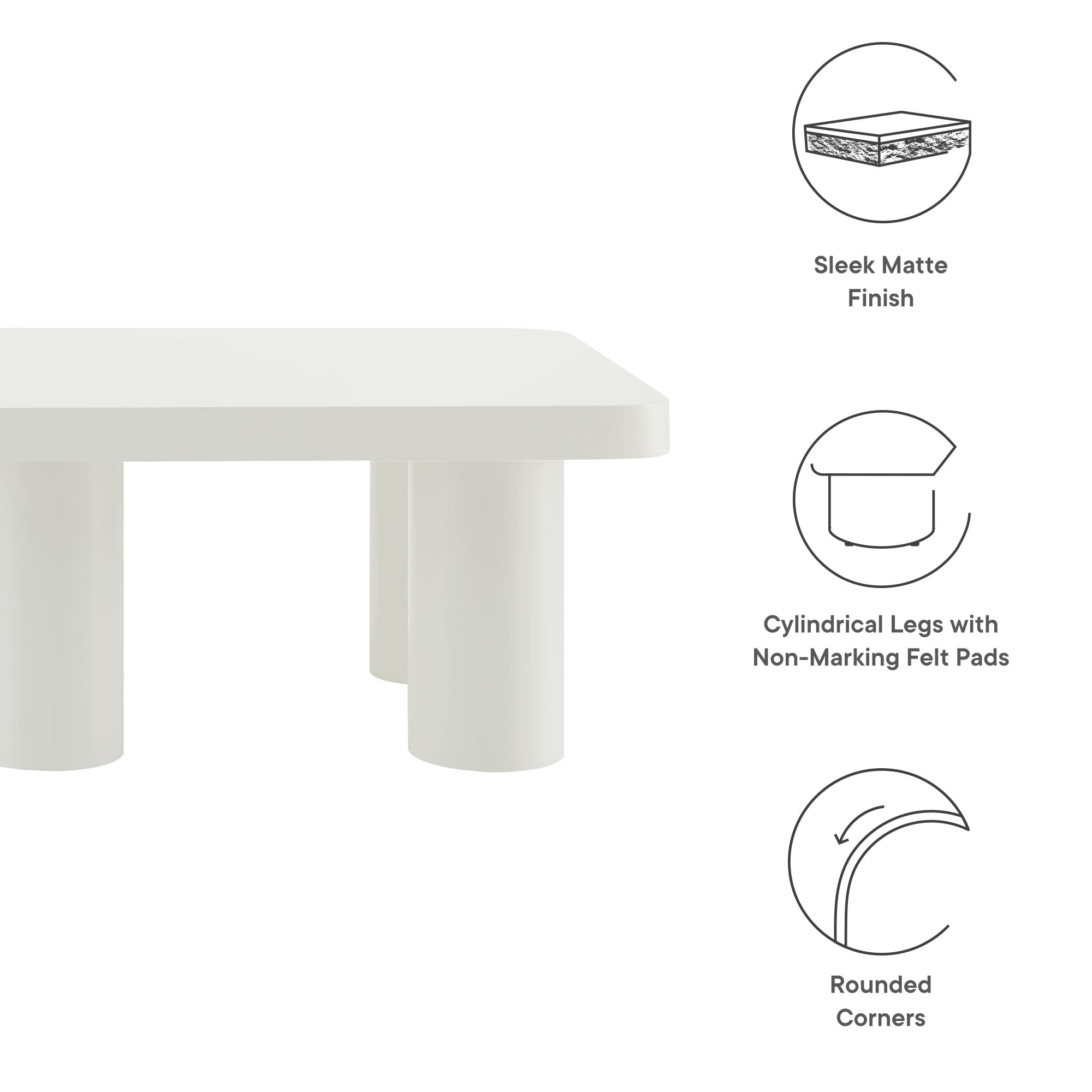 Cleo 54" Rectangular Coffee Table, White