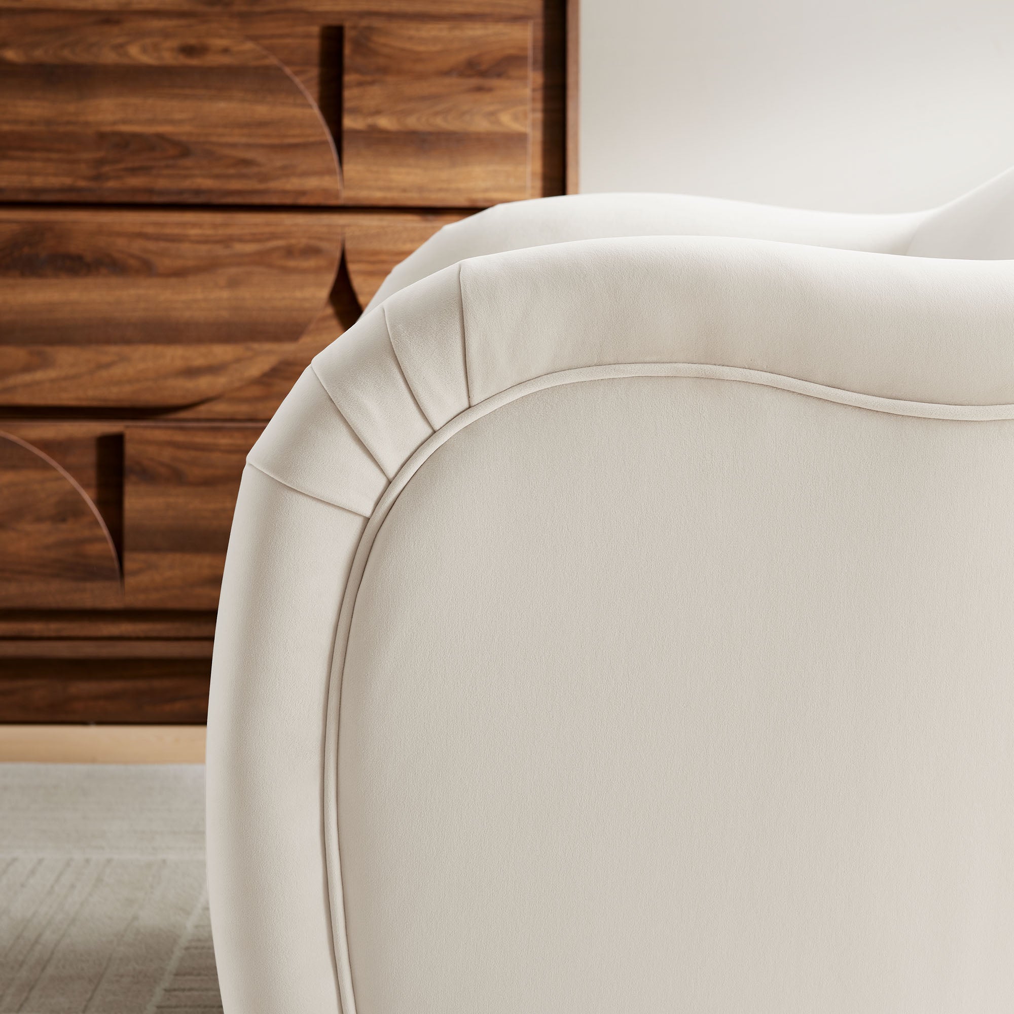 Compose Performance Velvet Accent Chair, Alabaster