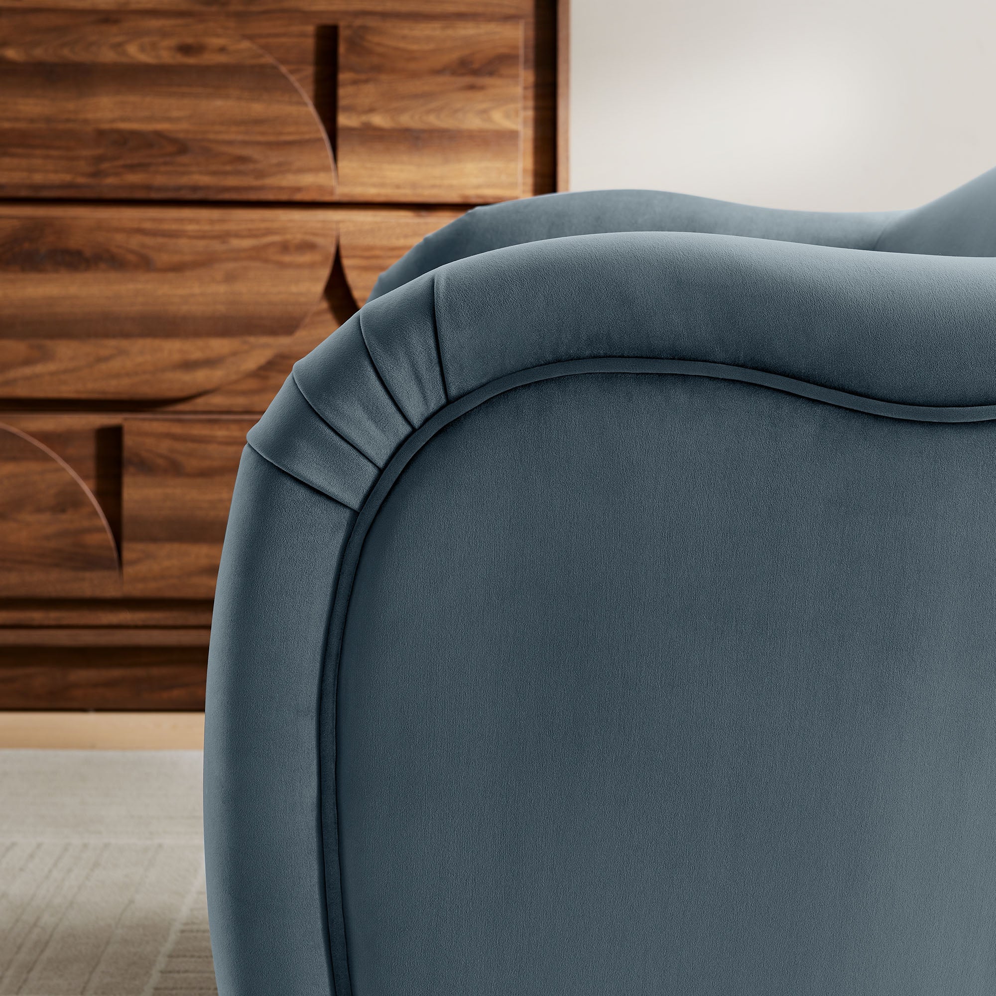 Compose Performance Velvet Accent Chair, Cadet Blue