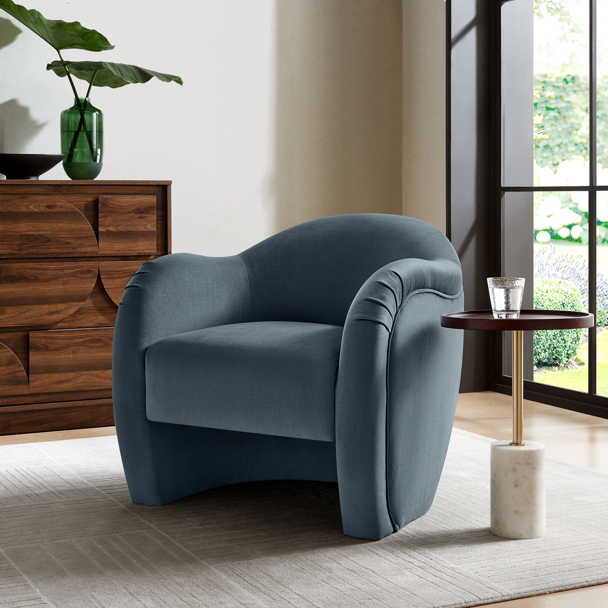 Compose Performance Velvet Accent Chair, Cadet Blue