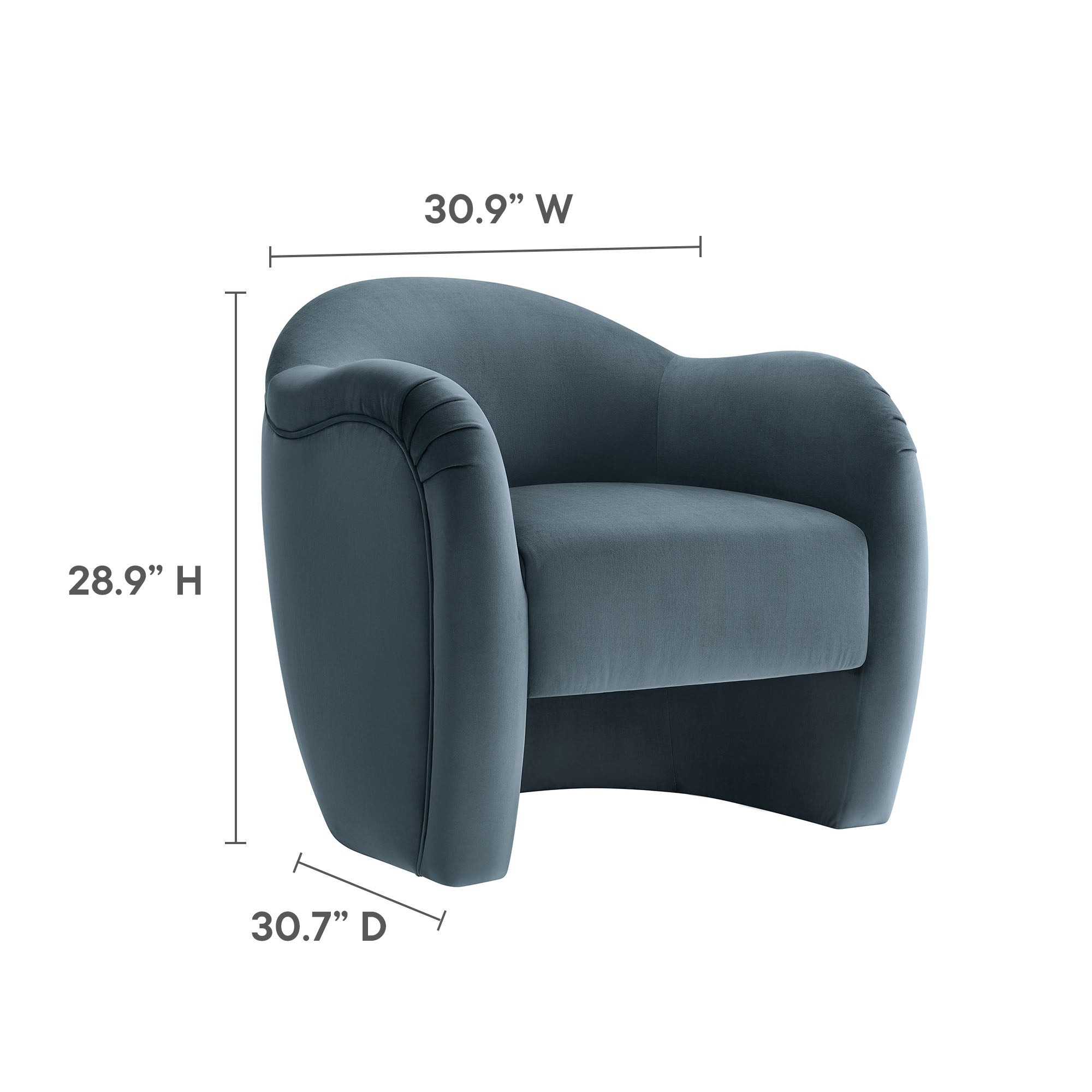 Compose Performance Velvet Accent Chair, Cadet Blue
