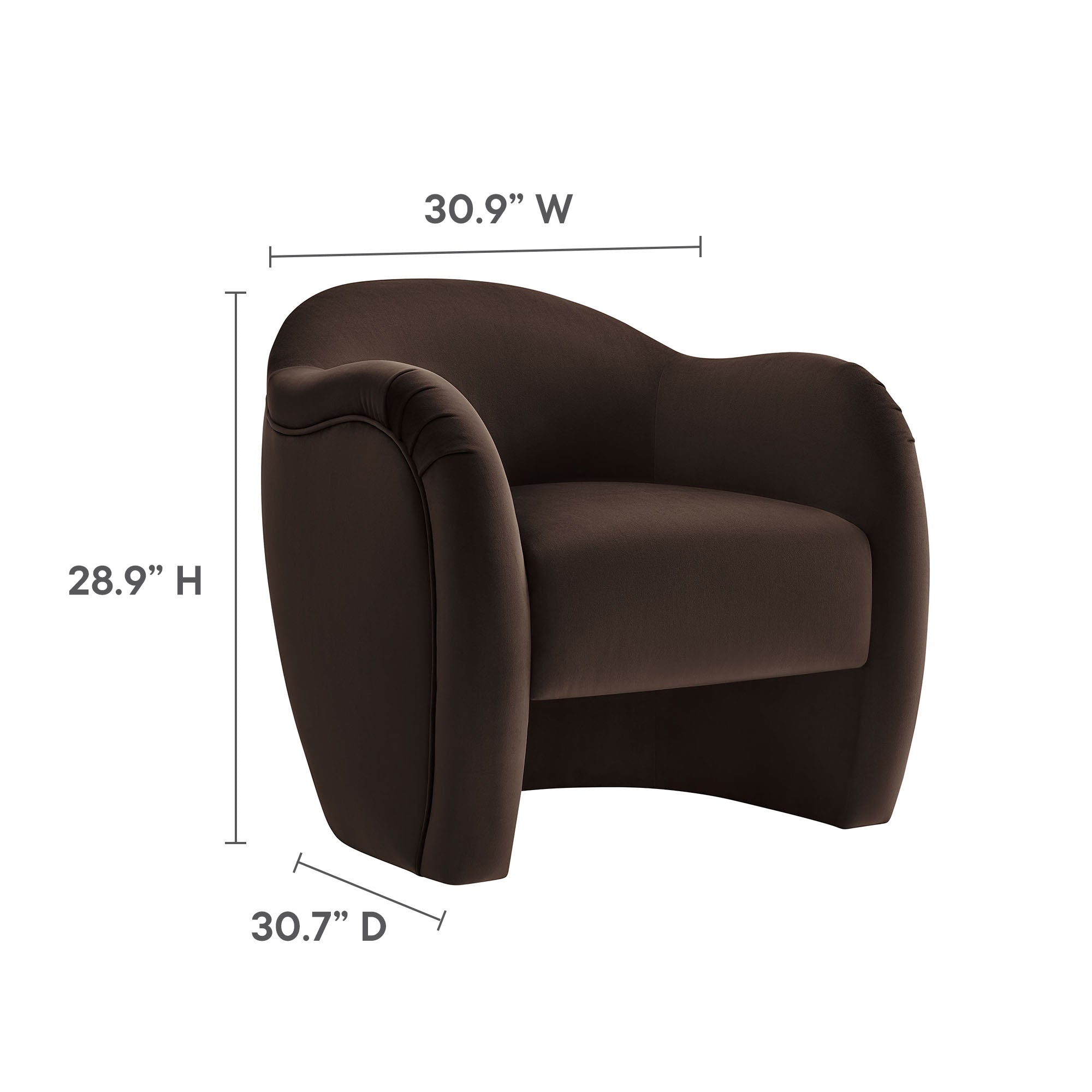 Compose Performance Velvet Accent Chair, Chocolate Brown