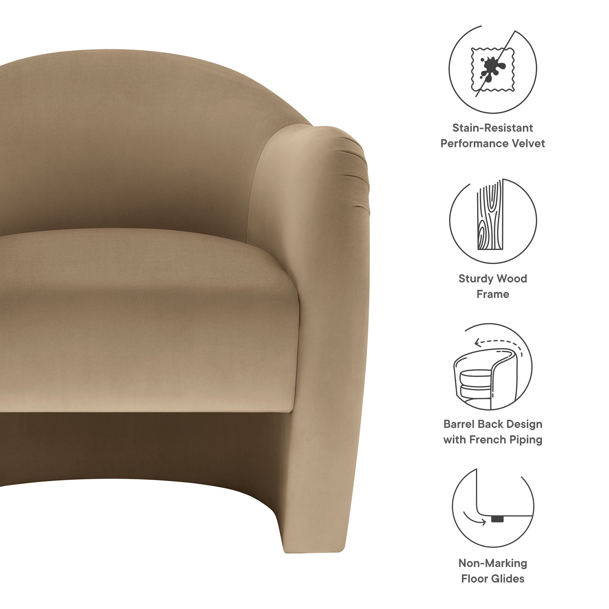 Compose Performance Velvet Accent Chair, Taupe