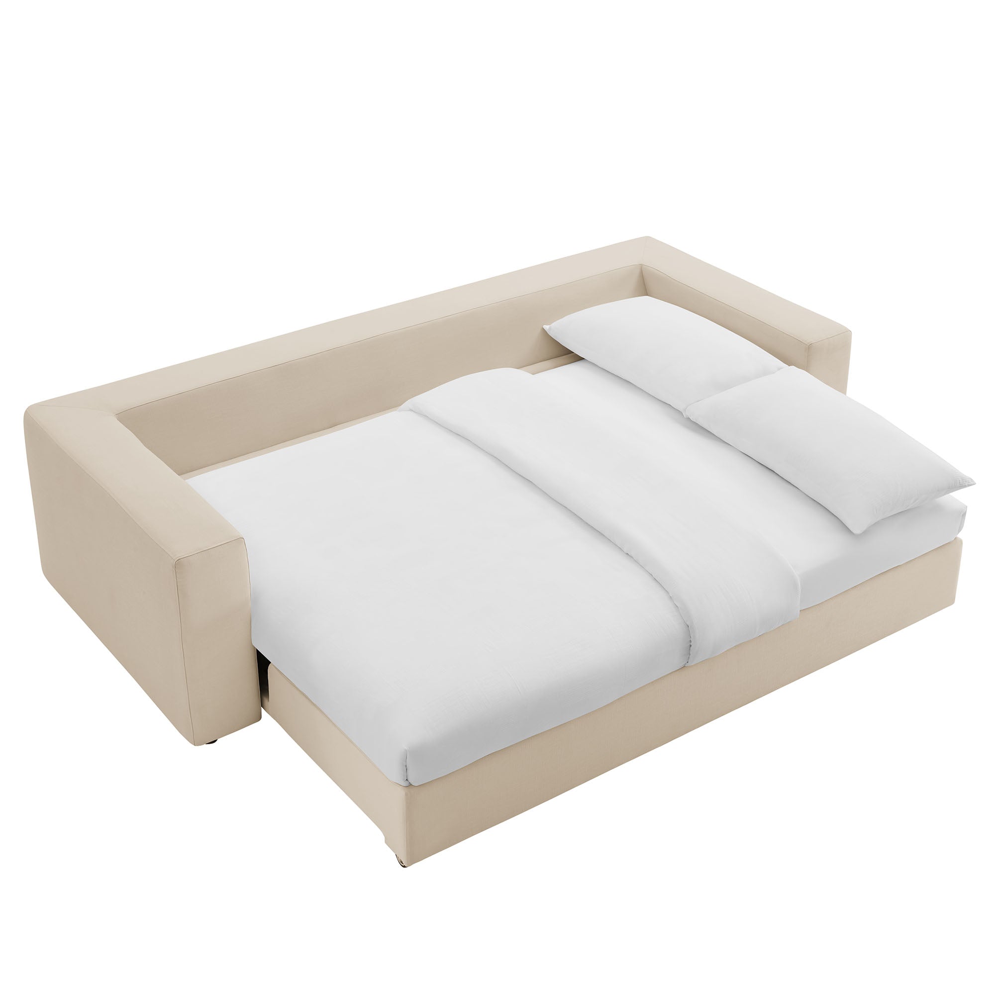 Commix Down Filled Overstuffed Sleeper Sofa, Light Beige
