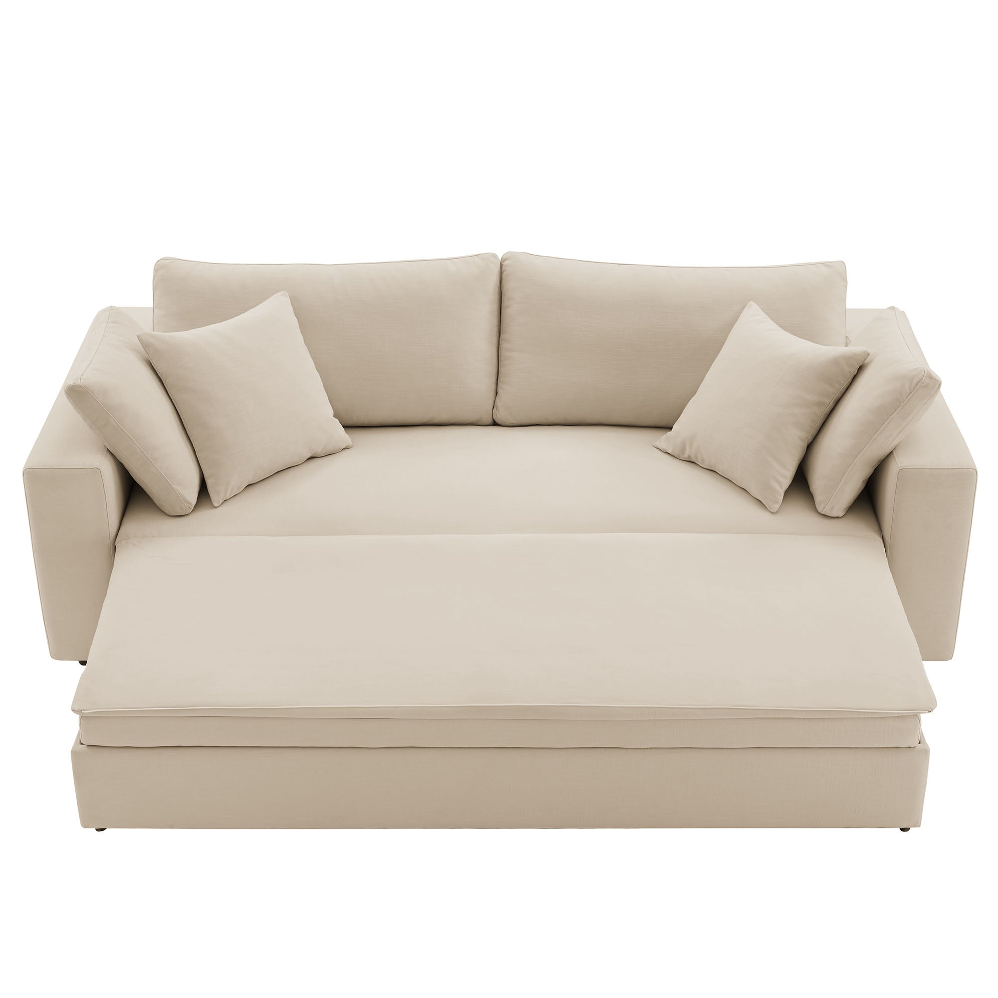 Commix Down Filled Overstuffed Sleeper Sofa, Light Beige