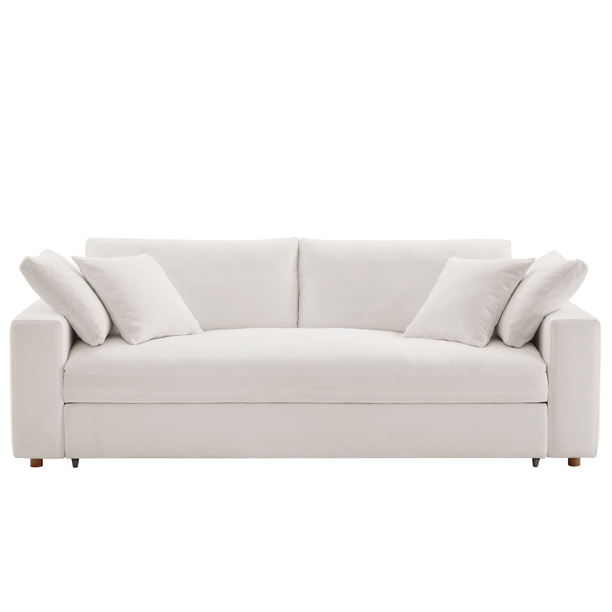 Commix Down Filled Overstuffed Sleeper Sofa, Pure White