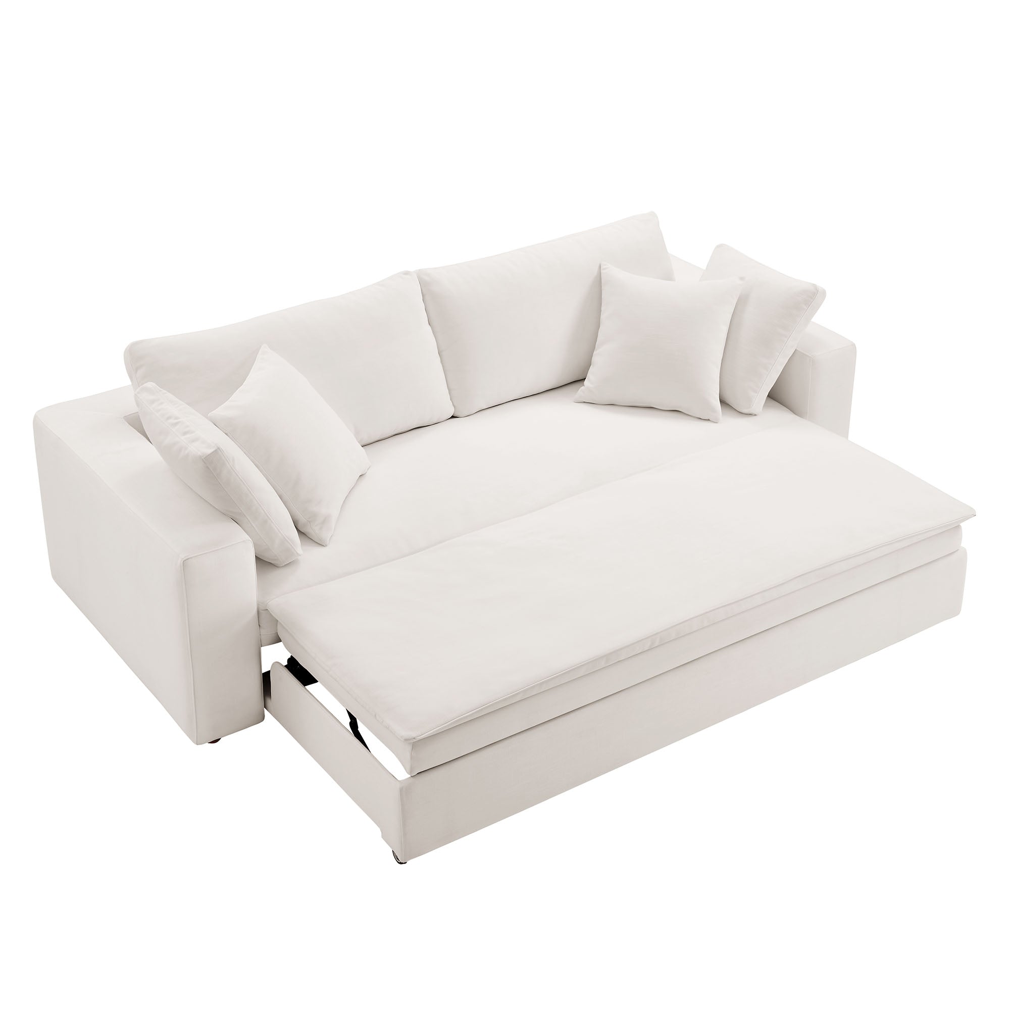 Commix Down Filled Overstuffed Sleeper Sofa, Pure White