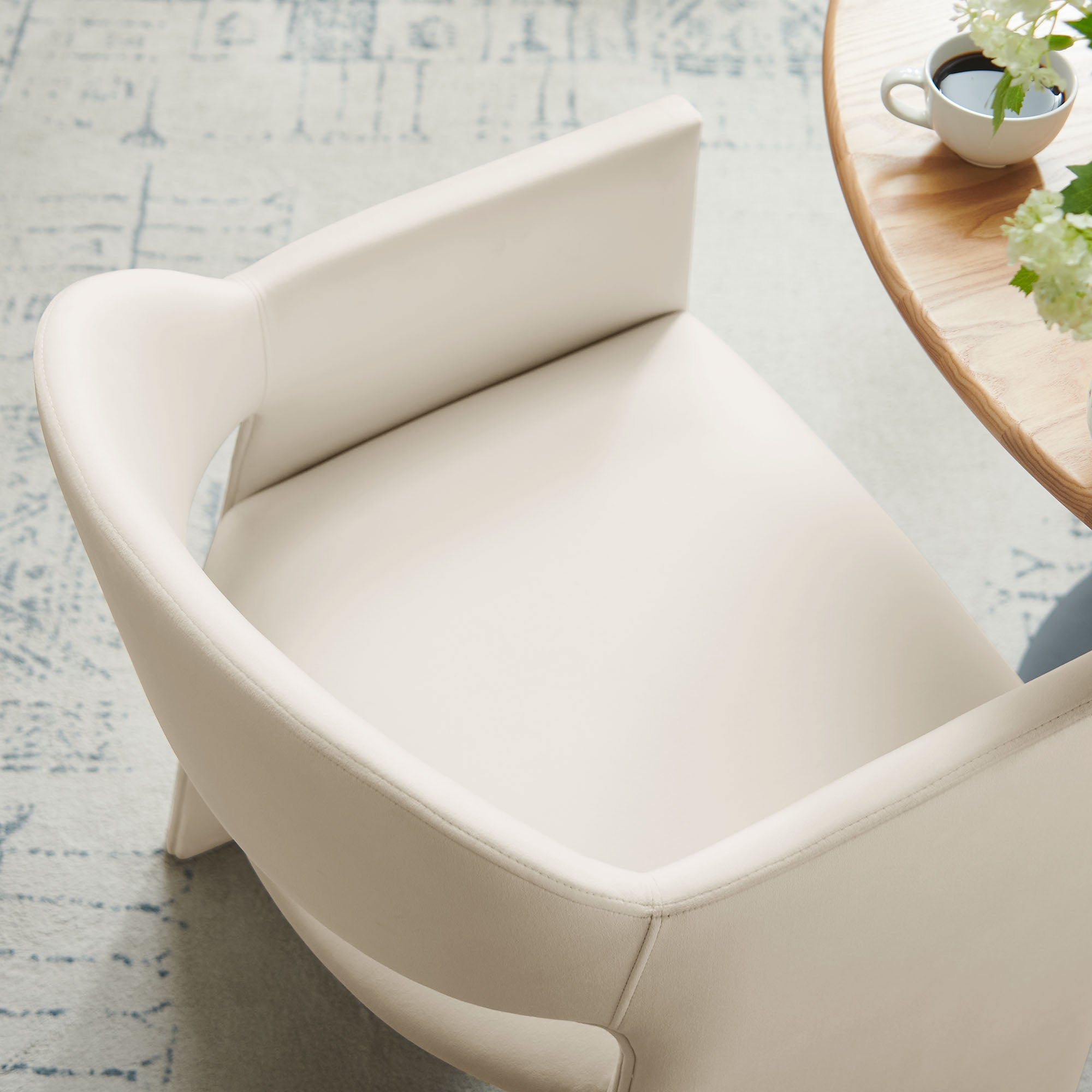 Talia Performance Velvet Dining Armchair, Alabaster