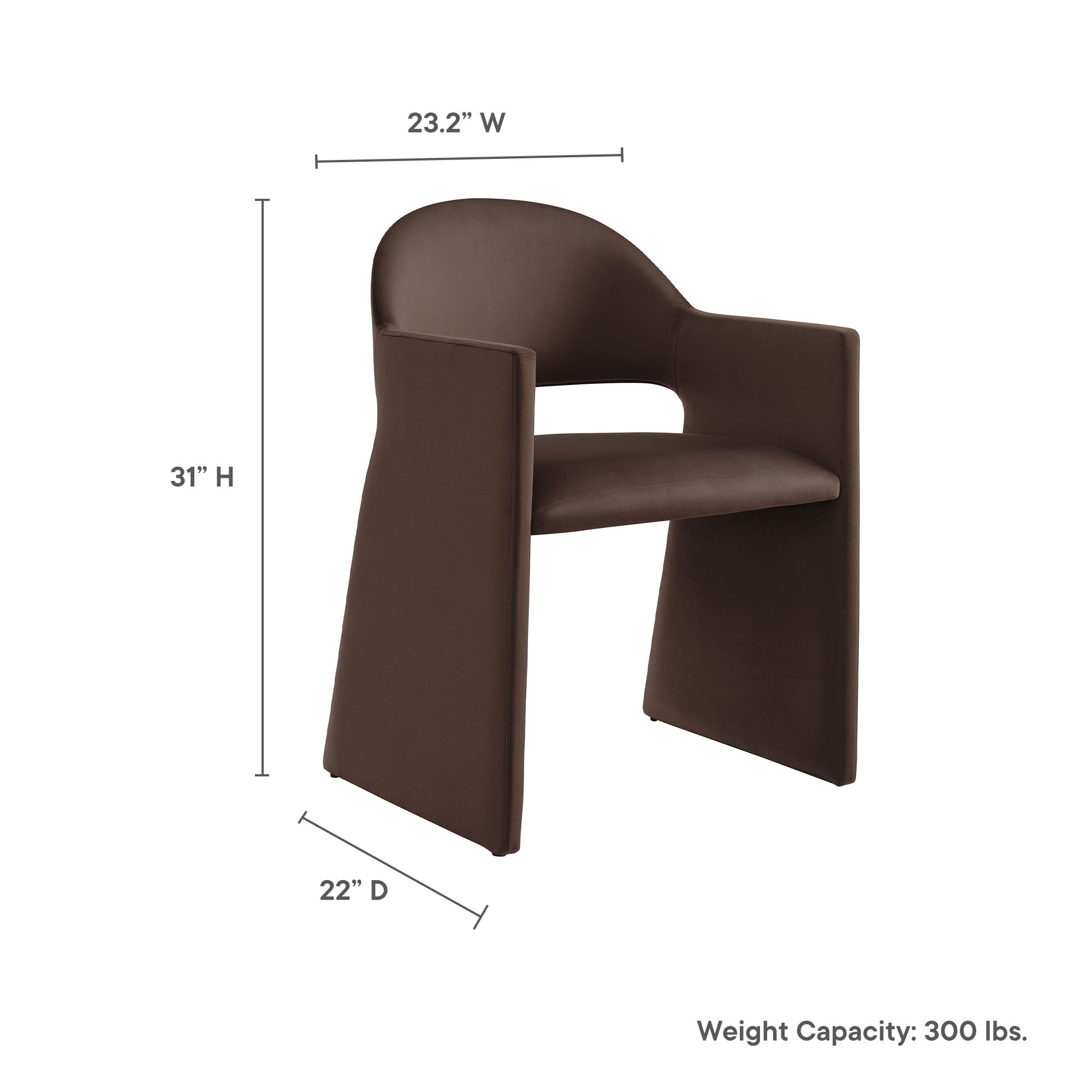 Talia Performance Velvet Dining Armchair, Chocolate Brown