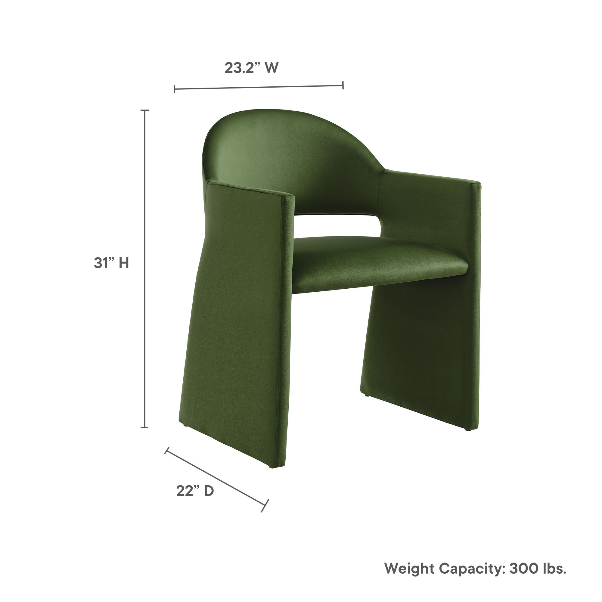 Talia Performance Velvet Dining Armchair, Moss Green