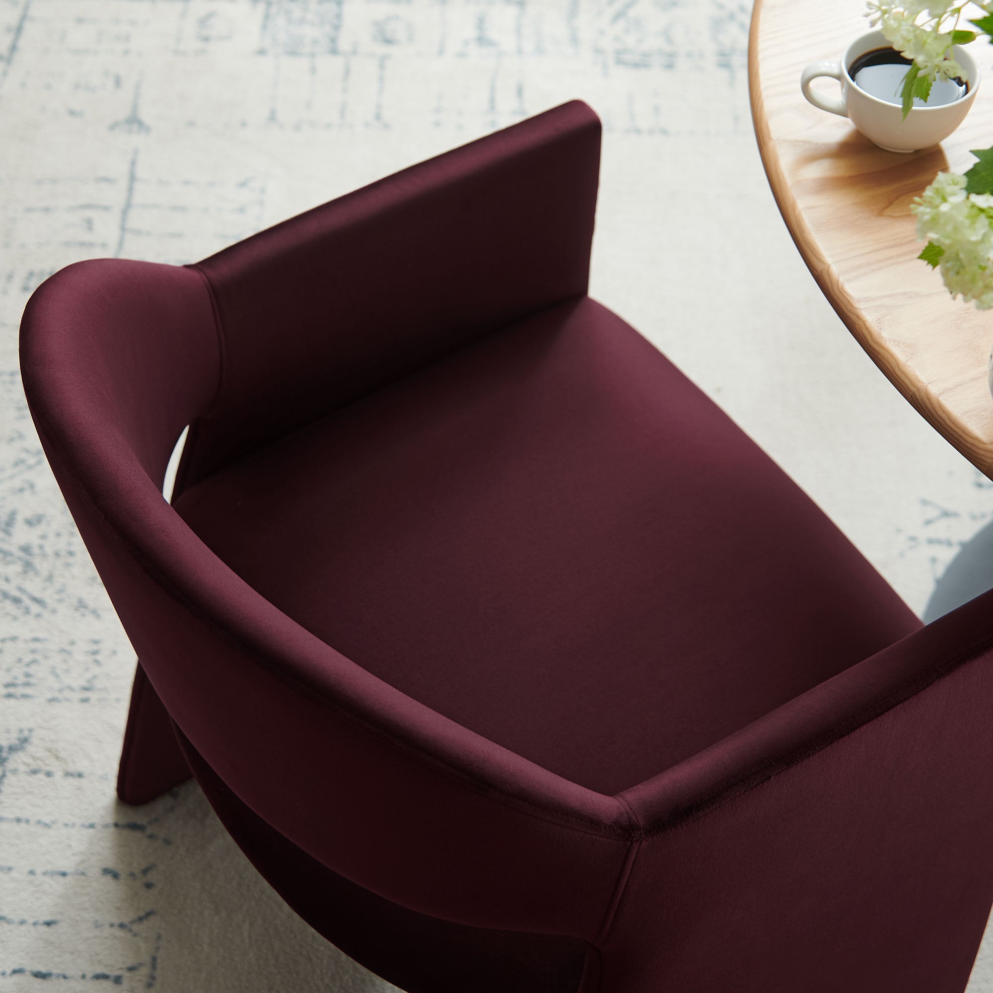 Talia Performance Velvet Dining Armchair, Mulberry