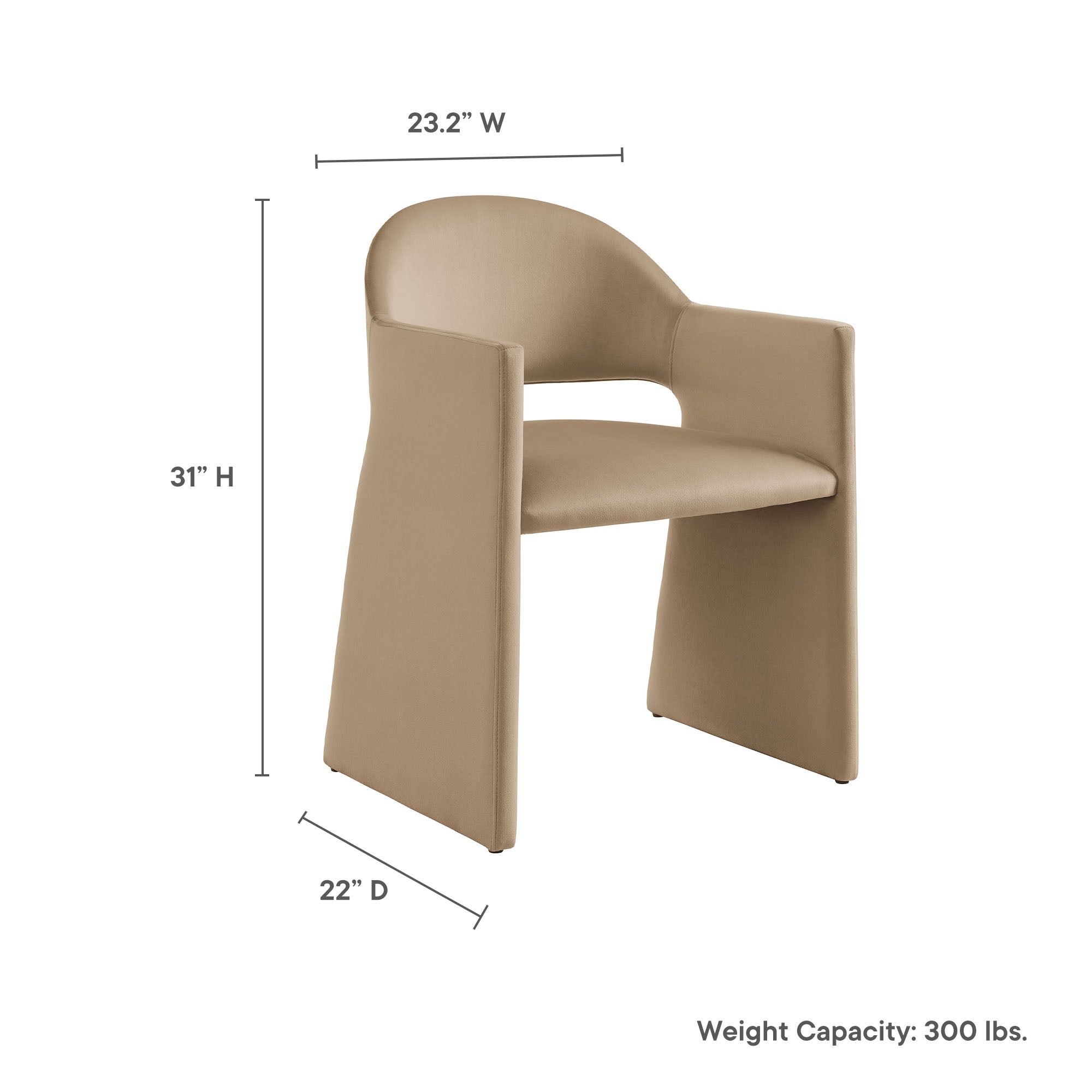 Talia Performance Velvet Dining Armchair, Taupe