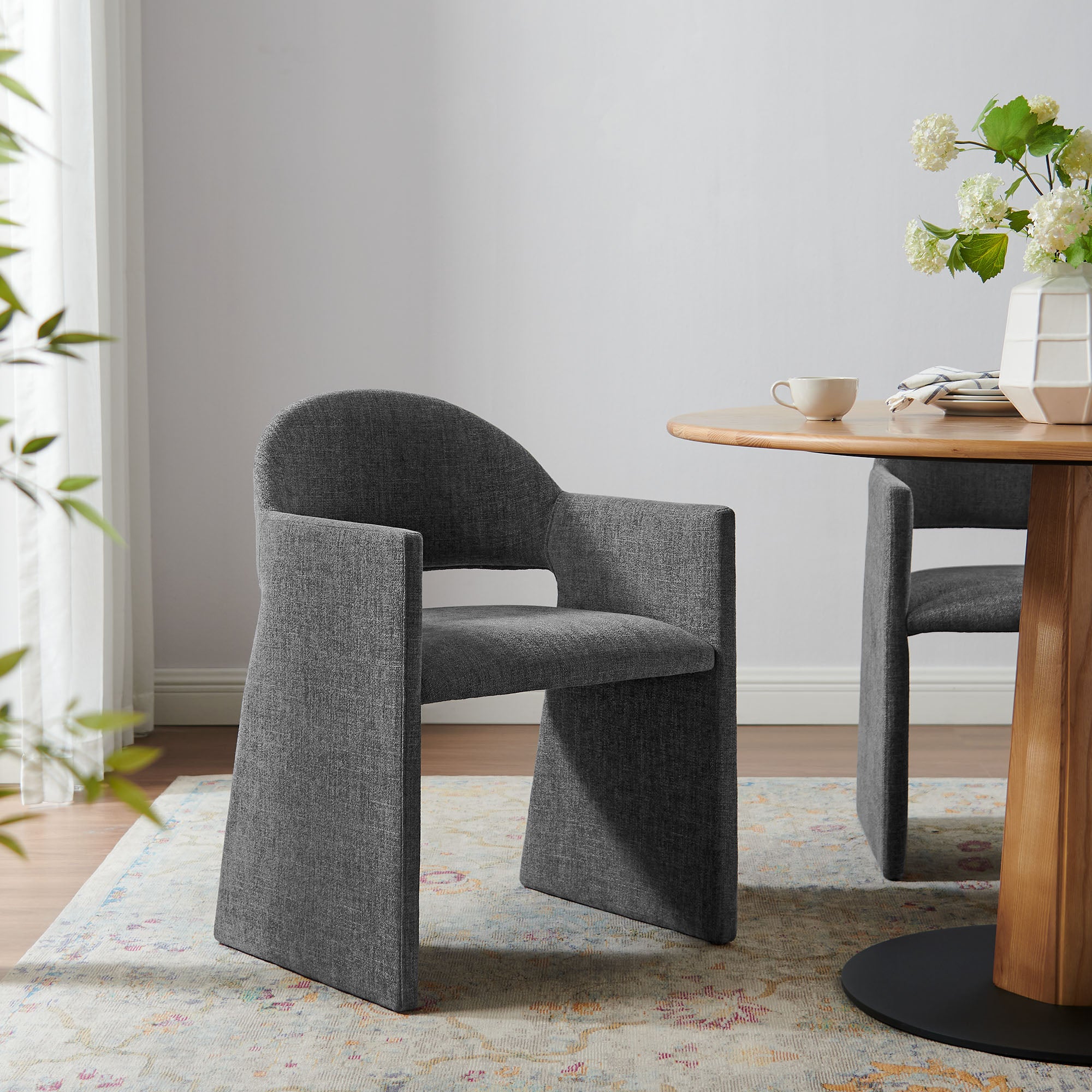 Talia Upholstered Fabric Dining Armchair, Charcoal