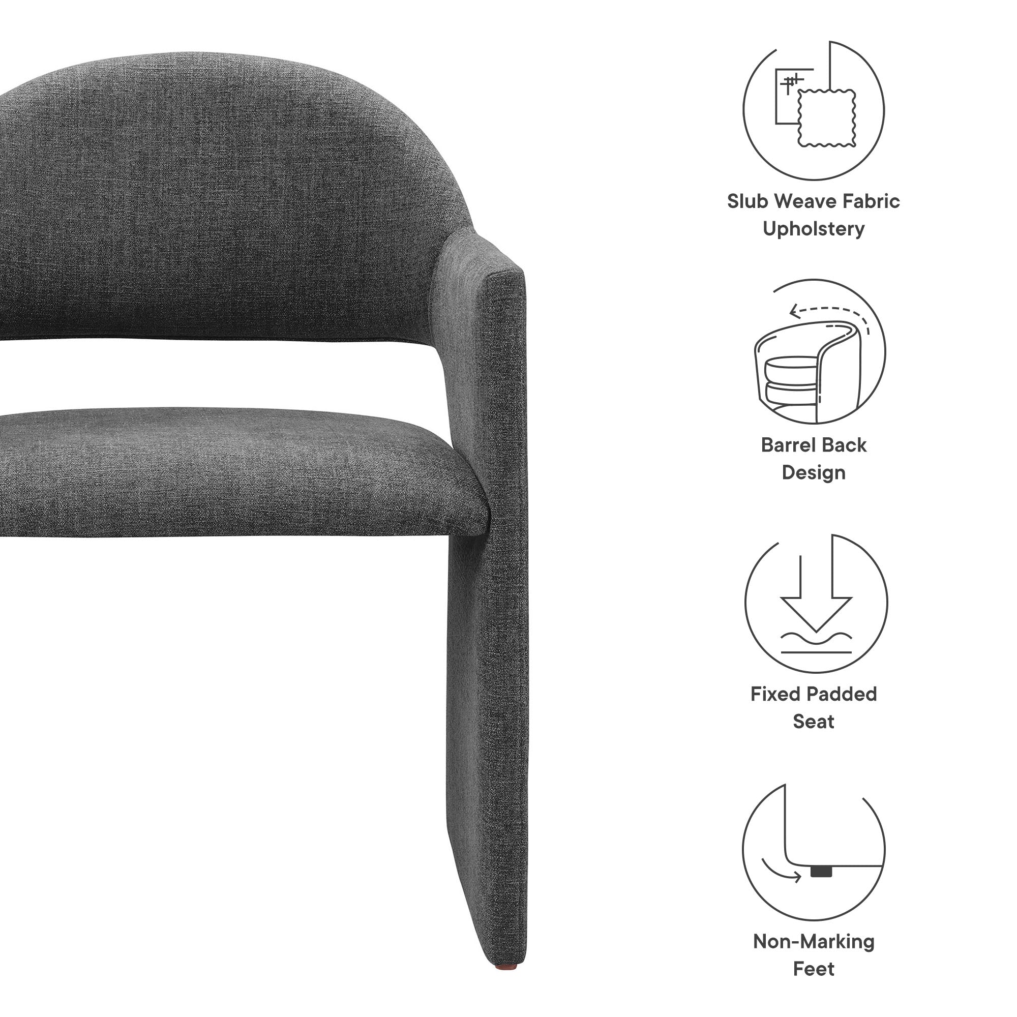 Talia Upholstered Fabric Dining Armchair, Charcoal