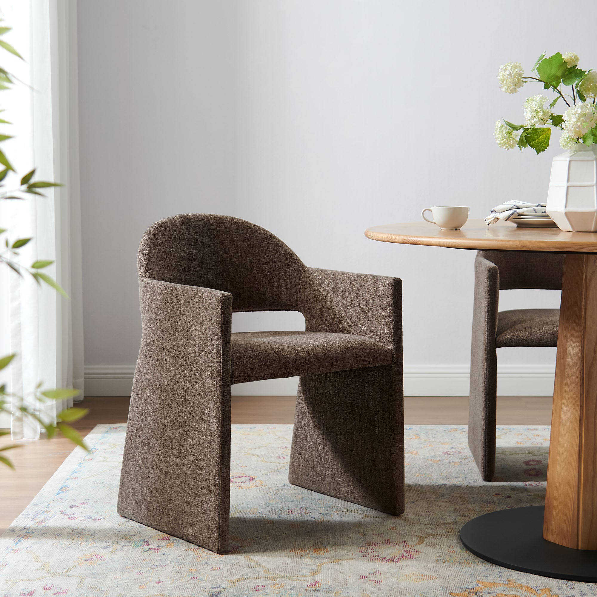 Talia Upholstered Fabric Dining Armchair, Mocha