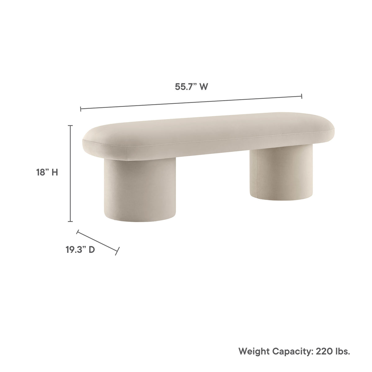 Orla Performance Velvet Bench, Almond