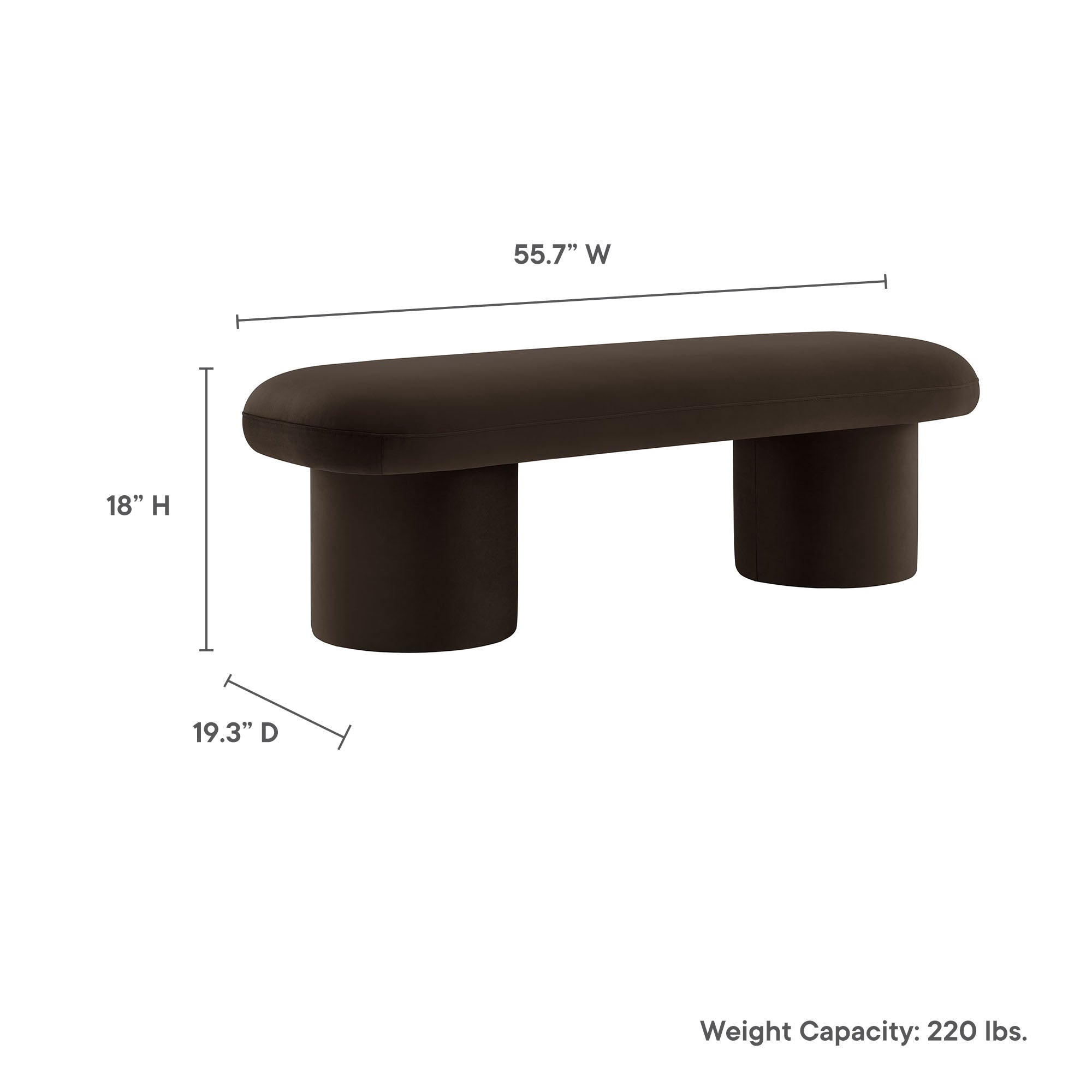 Orla Performance Velvet Bench, Chocolate Brown