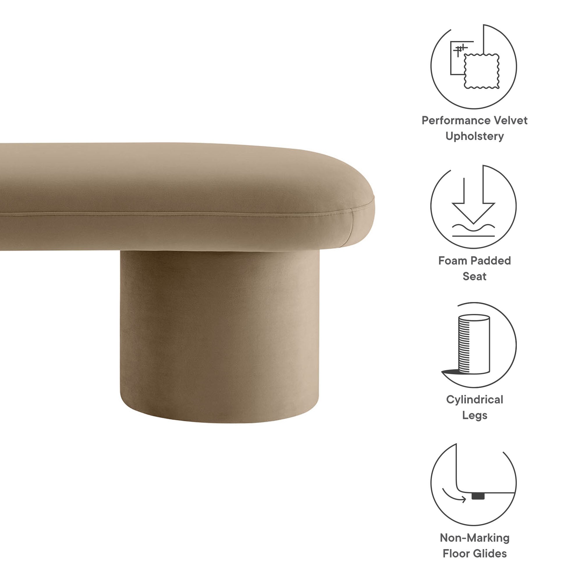 Orla Performance Velvet Bench, Taupe