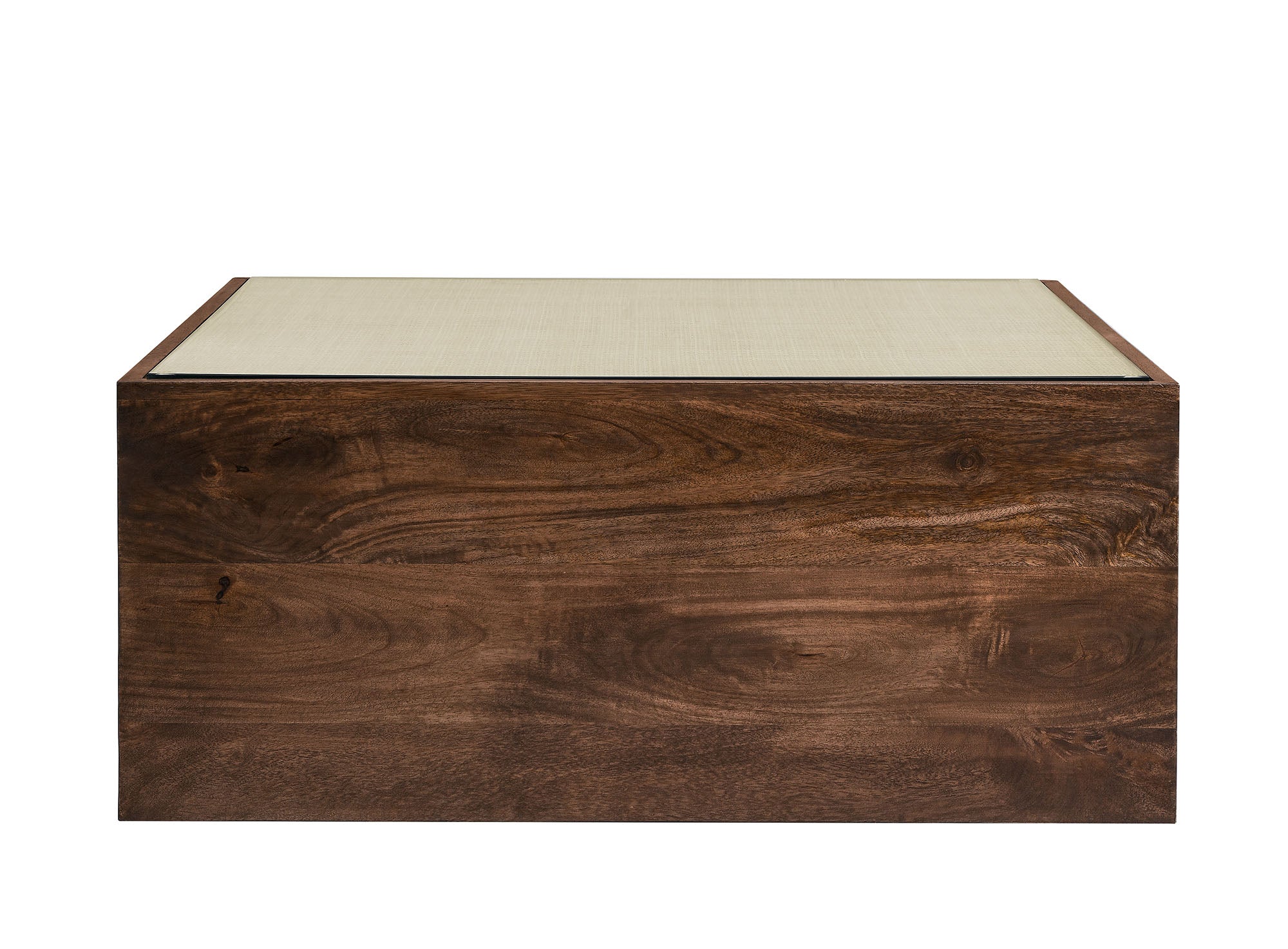 Truett Square Wood Rattan Coffee Table, Walnut