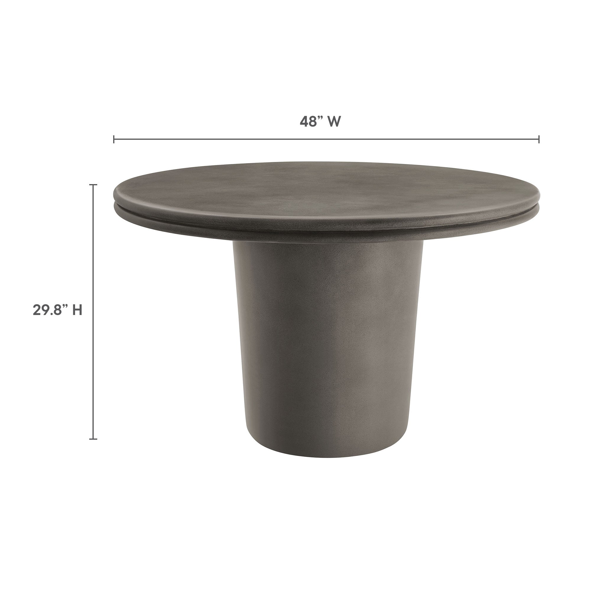 Brion 48" Indoor - Outdoor Patio Concrete Round Dining Table, Gray