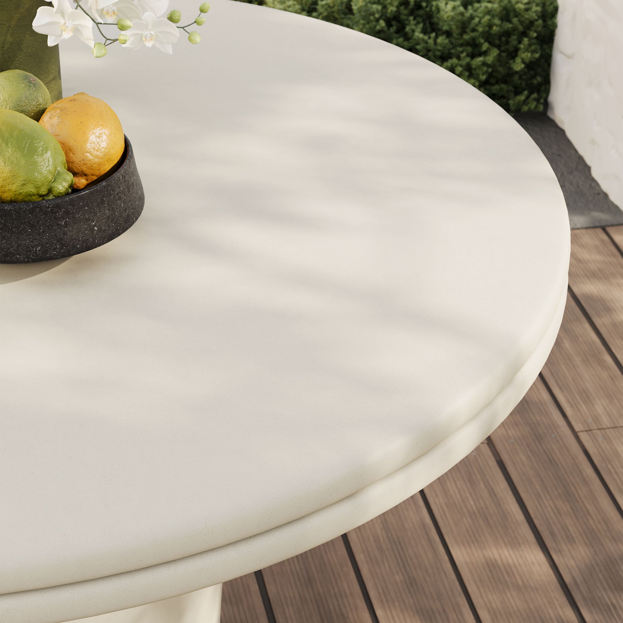 Brion 48" Indoor - Outdoor Patio Concrete Round Dining Table, White