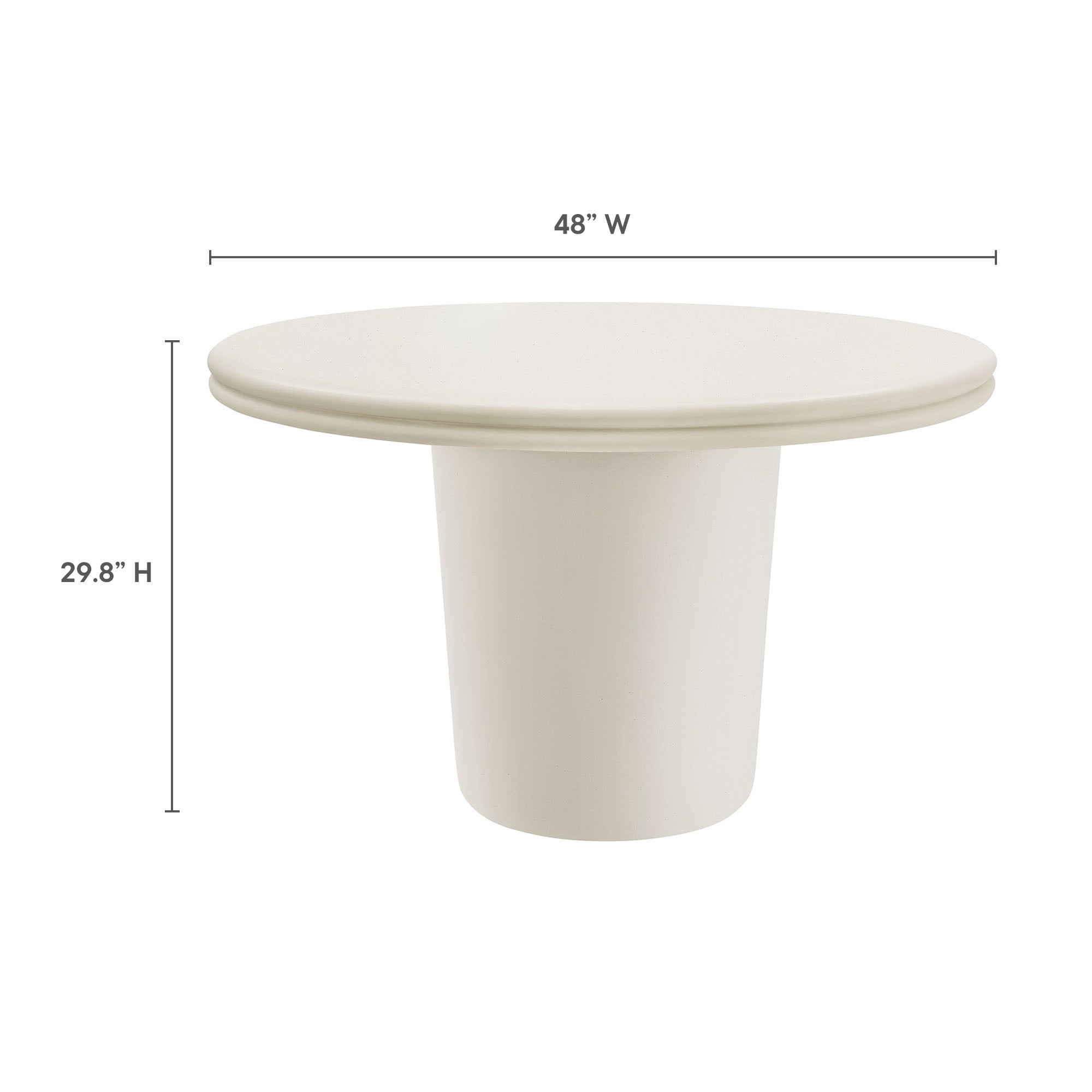 Brion 48" Indoor - Outdoor Patio Concrete Round Dining Table, White